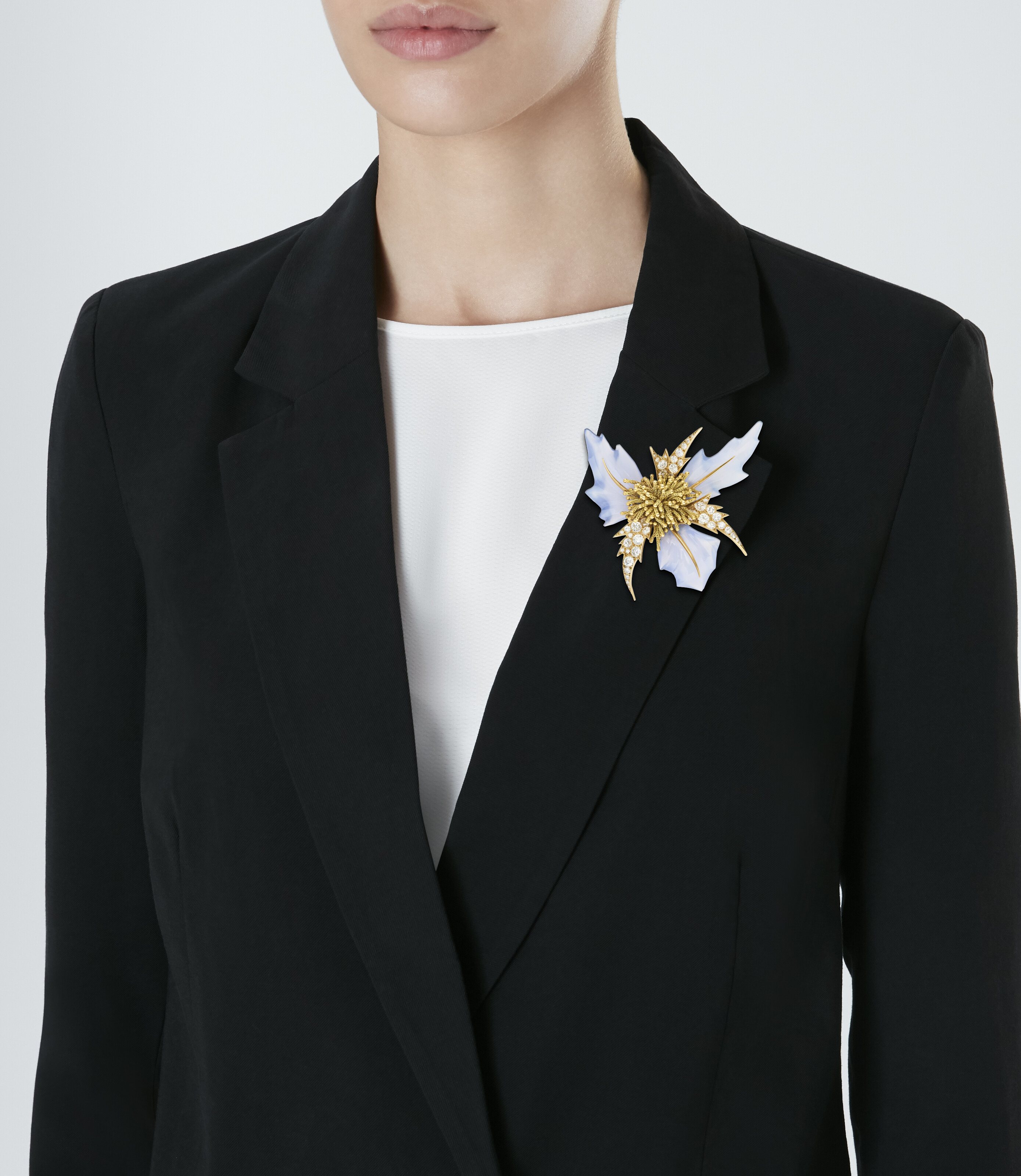 STERLÉ BROCHE CALCÉDOINE ET DIAMANTS image 3