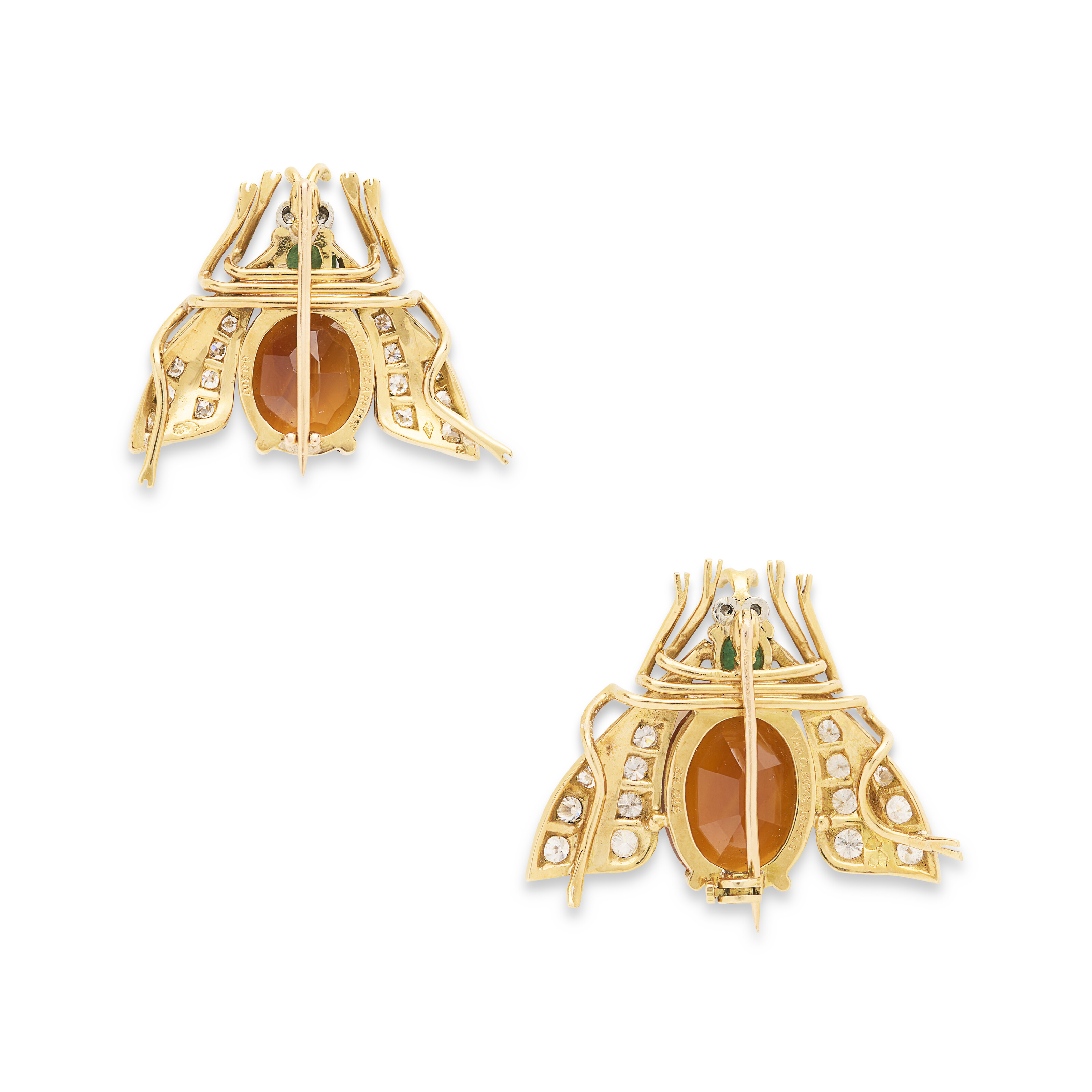 VAN CLEEF & ARPELS DEUX BROCHES CITRINES, ÉMERAUDES ET DIAMANTS 'ABEILLES' image 2