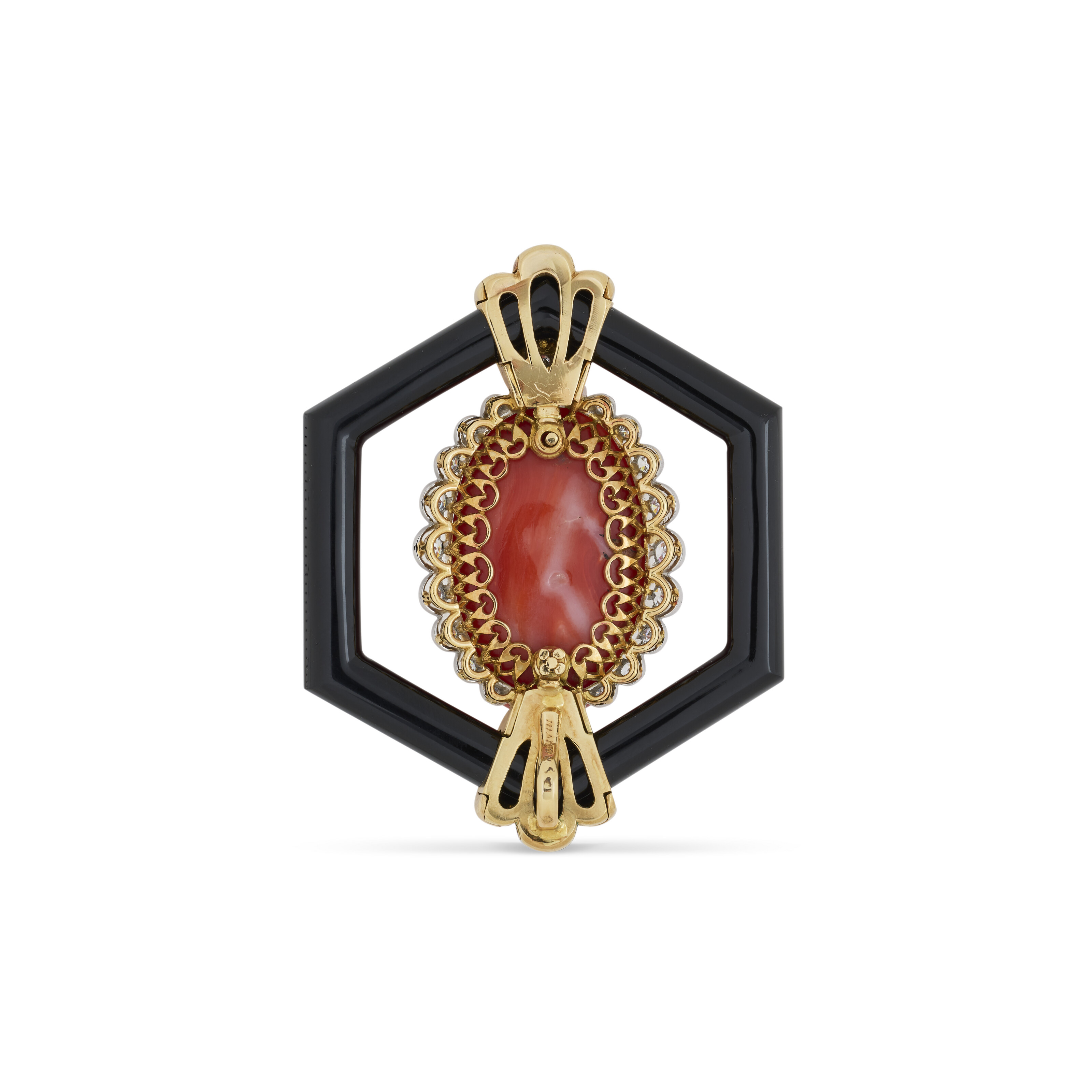 RENÉ BOIVIN PENDENTIF CORAIL, ONYX ET DIAMANTS image 2