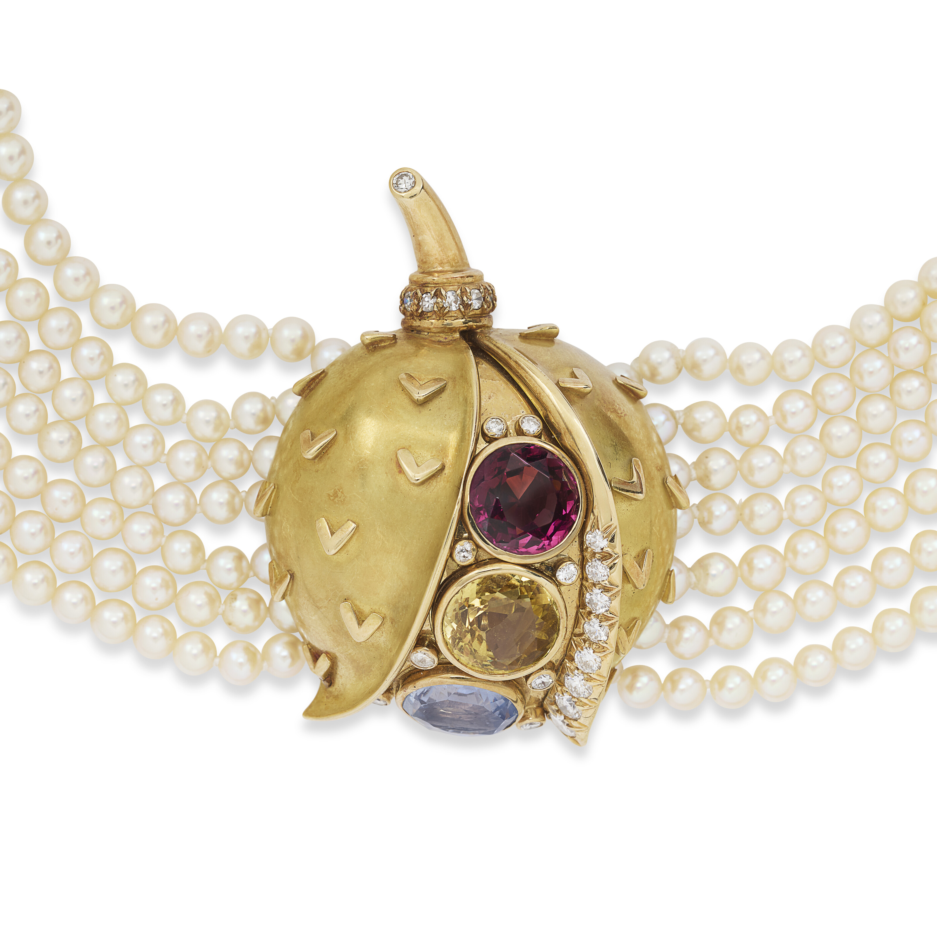 RENÉ BOIVIN COLLIER TRANSFORMABLE PERLES DE CULTURE, PIERRES DE COULEUR ET DIAMANTS image 3