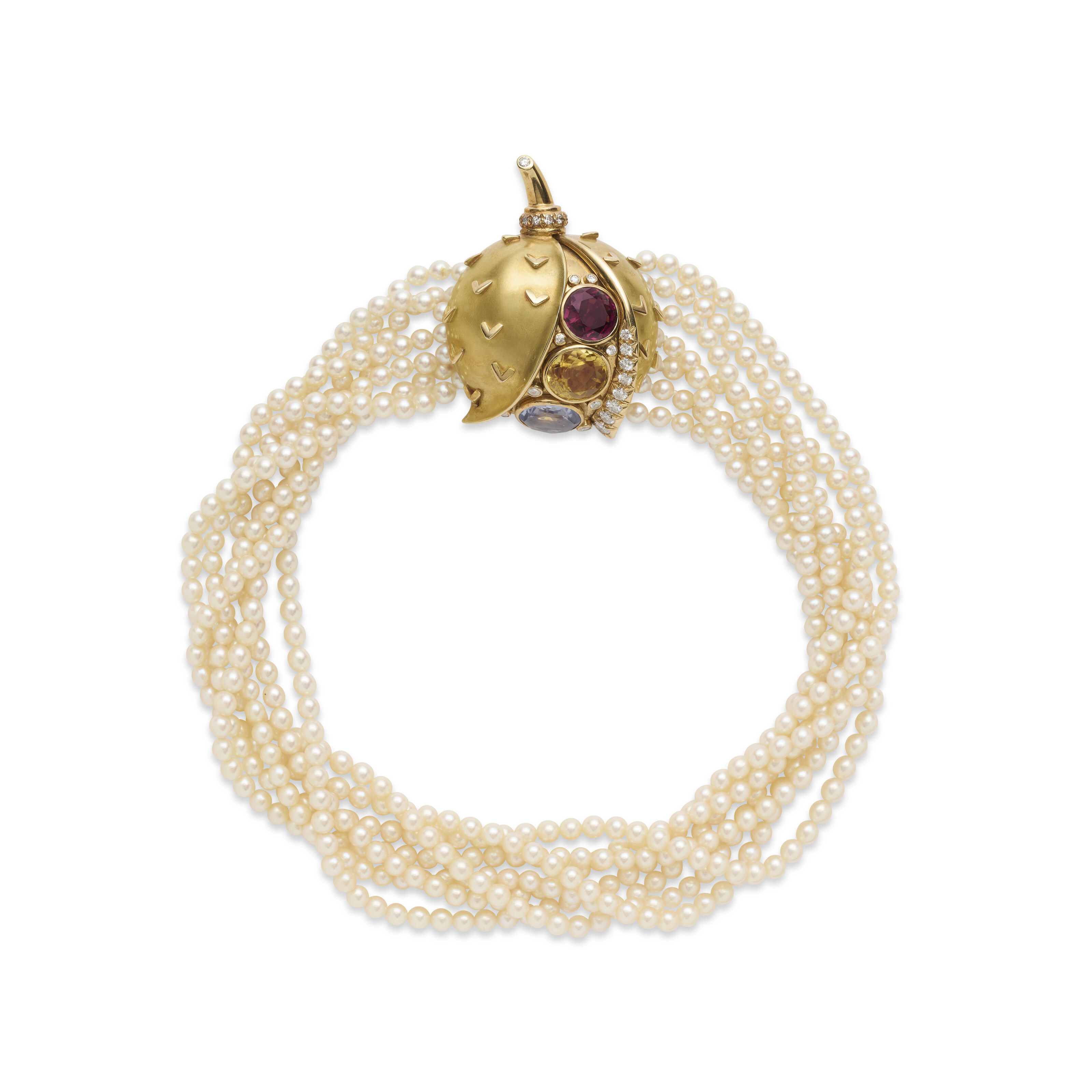 Rene Boivin. A transformable necklace with cultured pearls, colored stones, and diamonds, 1976, offered in Joaillerie Paris until 17 December 2025 at Christie's Online