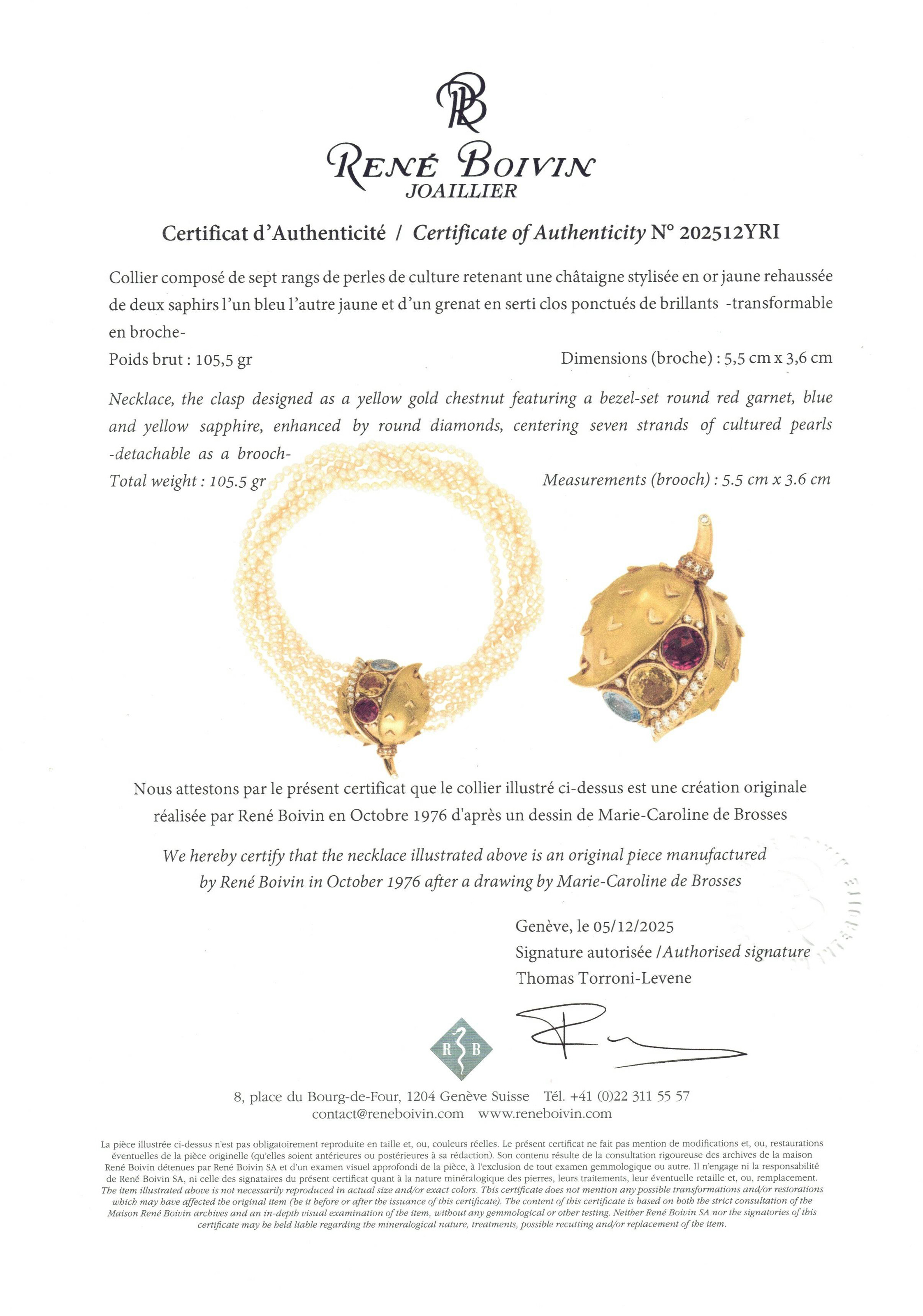 RENÉ BOIVIN COLLIER TRANSFORMABLE PERLES DE CULTURE, PIERRES DE COULEUR ET DIAMANTS image 8