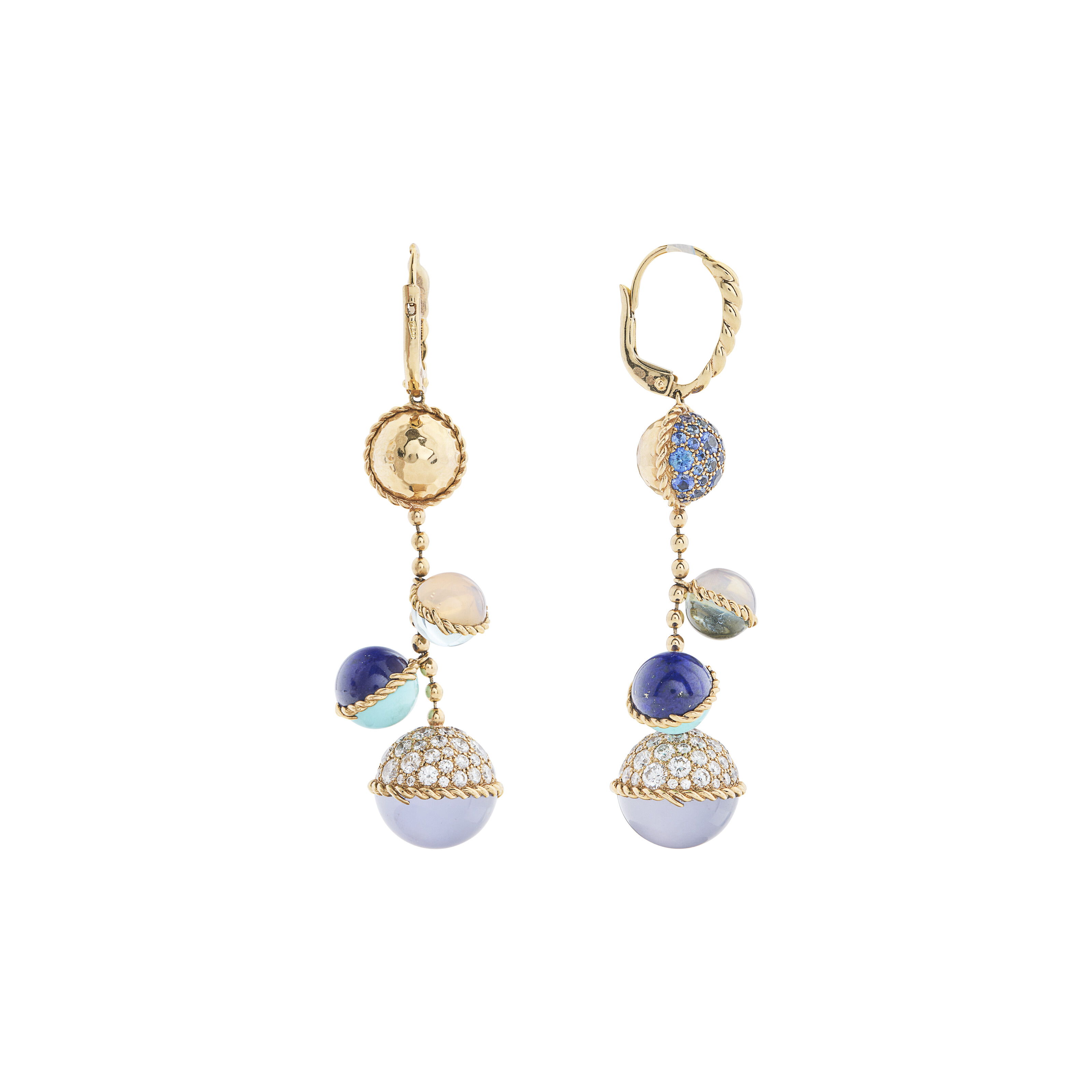 CARTIER PAIRE DE BOUCLES D'OREILLES PIERRES DE COULEURS ET DIAMANTS 'NOUVELLE VAGUE' image 2