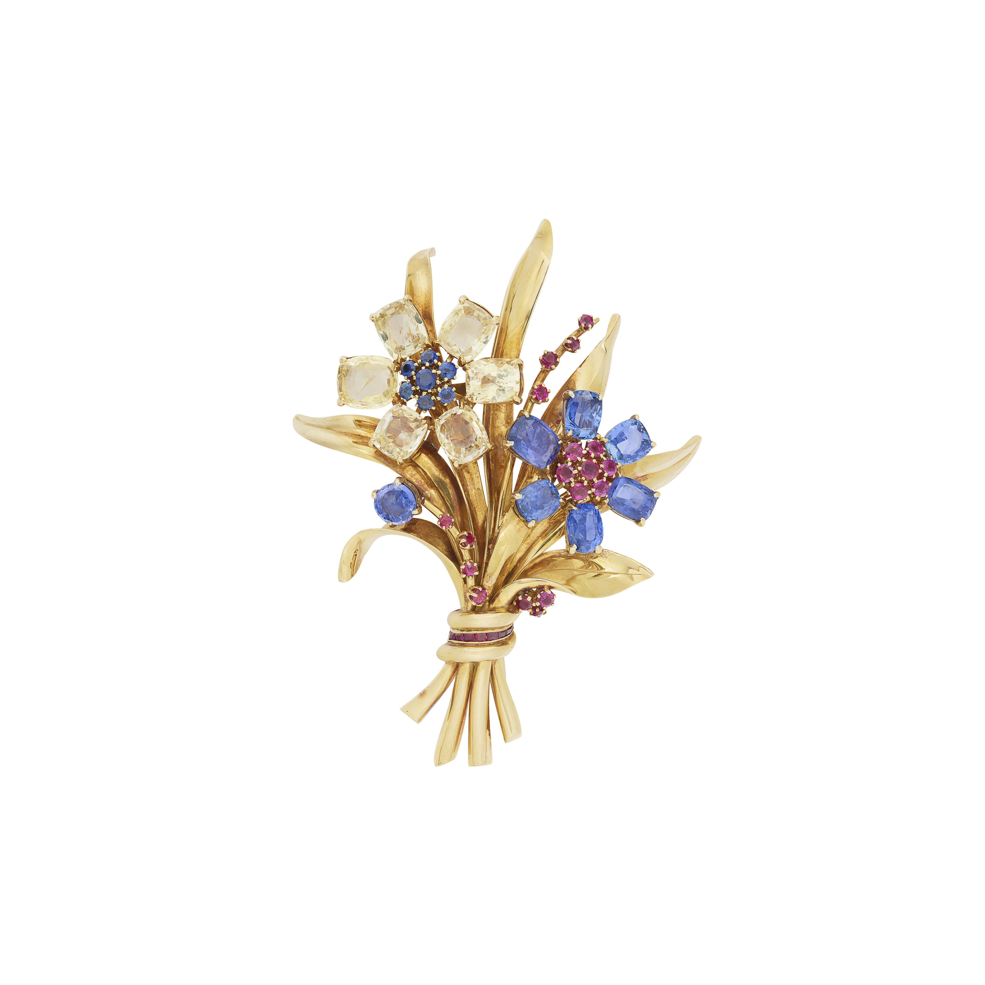 VAN CLEEF & ARPELS BROCHE SAPHIRS, SAPHIRS DE COULEUR ET RUBIS 'PASSE-PARTOUT'