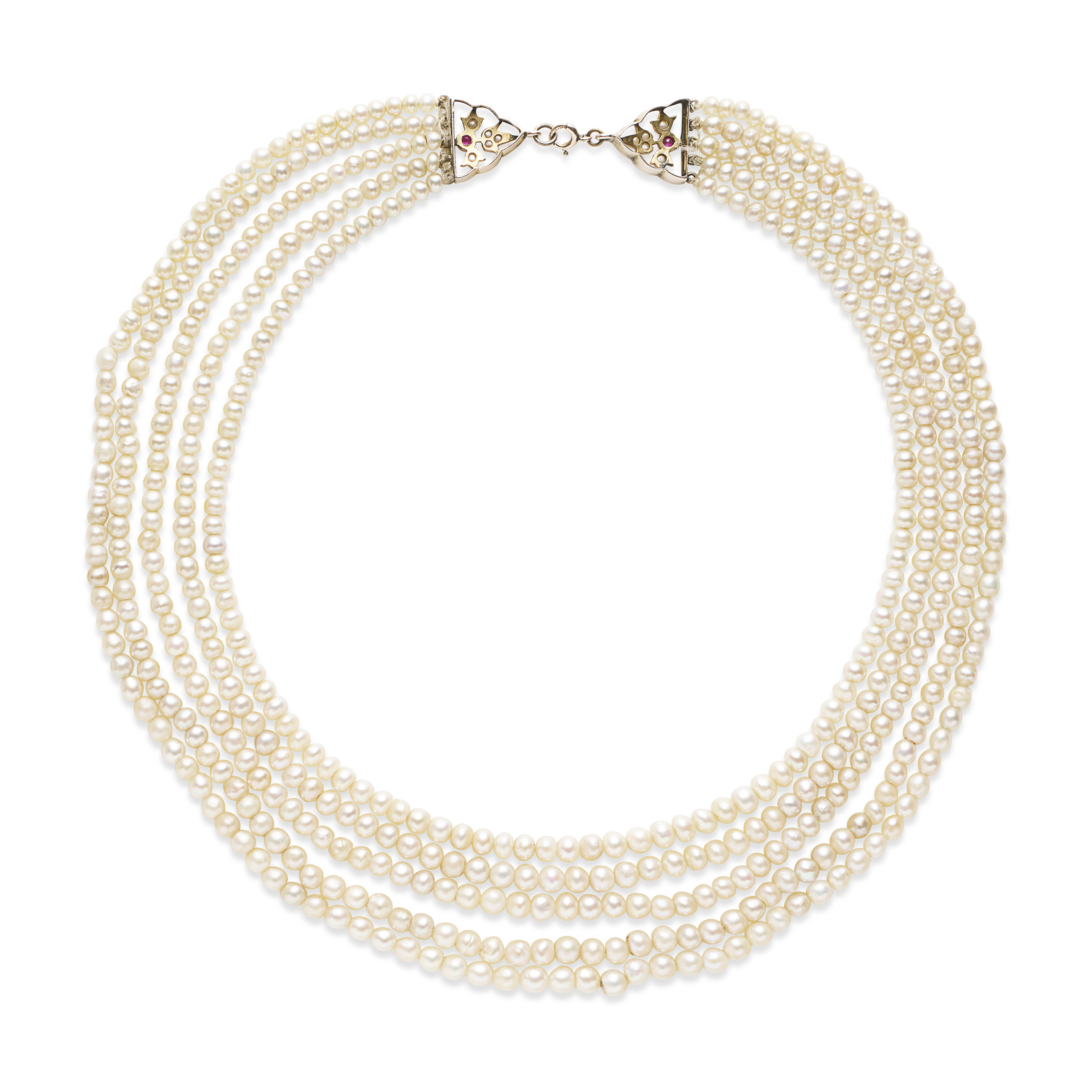 DEUX COLLIERS DE PERLES FINES ET PERLES DE CULTURE, RUBIS ET DIAMANTS image 4