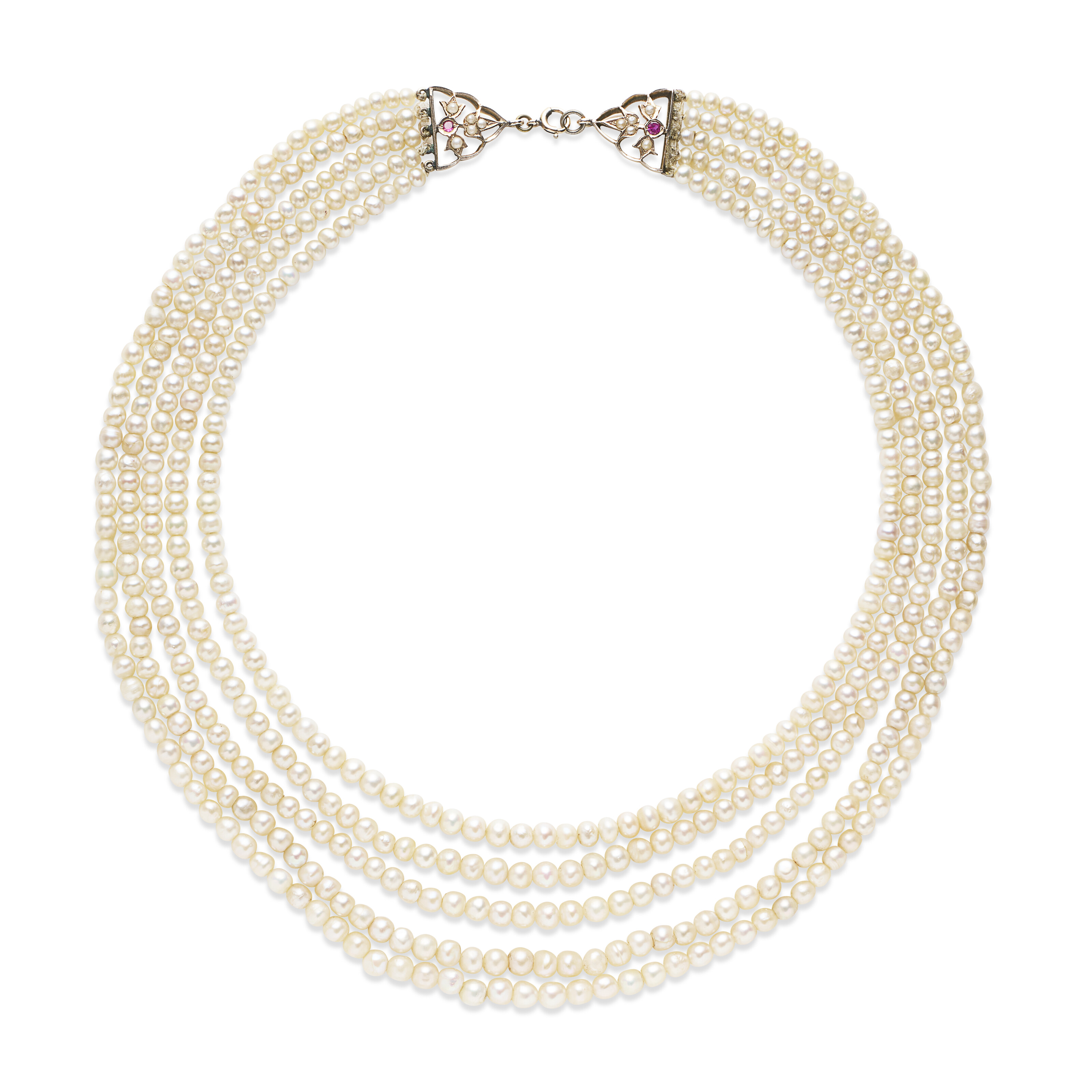 DEUX COLLIERS DE PERLES FINES ET PERLES DE CULTURE, RUBIS ET DIAMANTS image 5