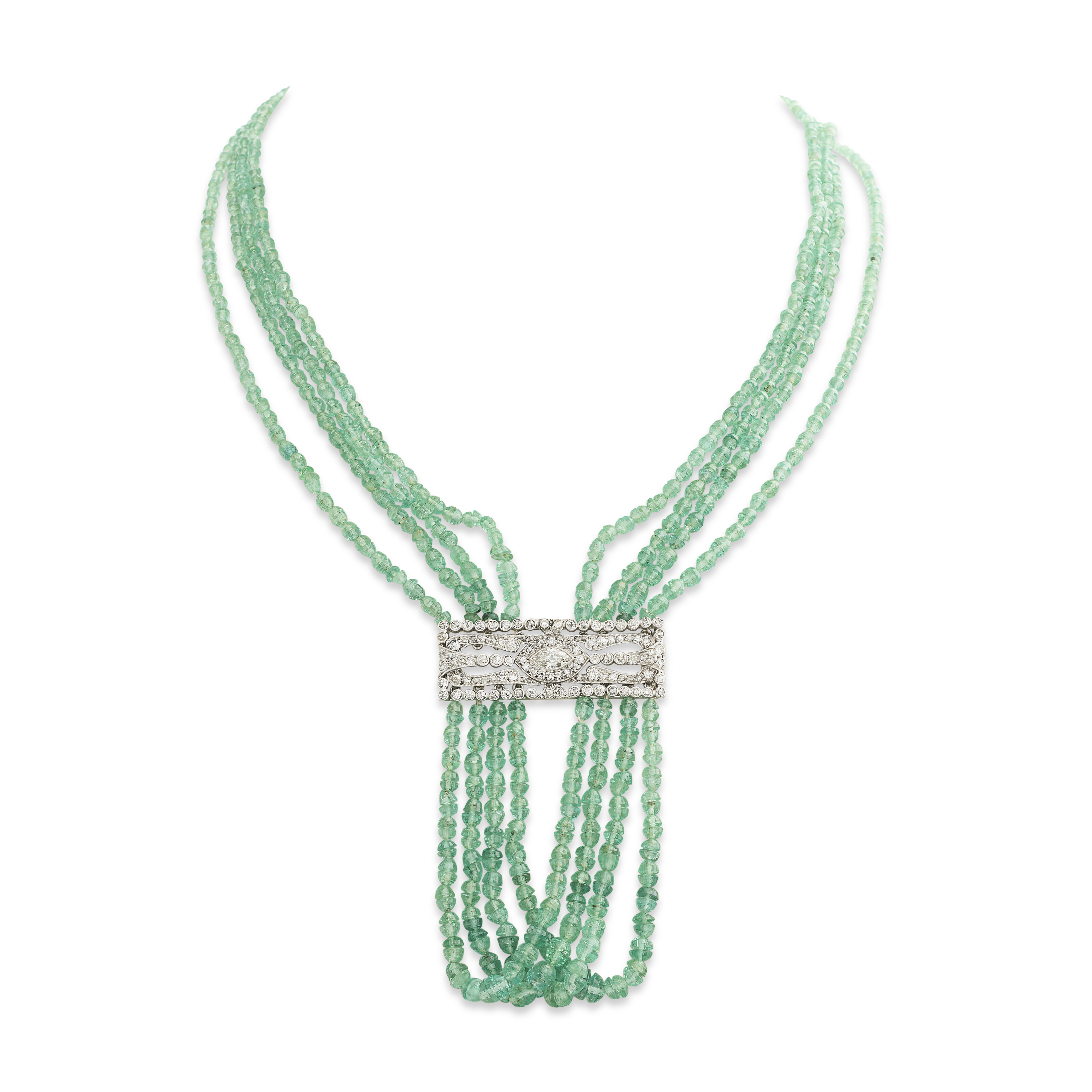 COLLIER ÉMERAUDES ET DIAMANTS DÉBUT DU XIXe SIÈCLE