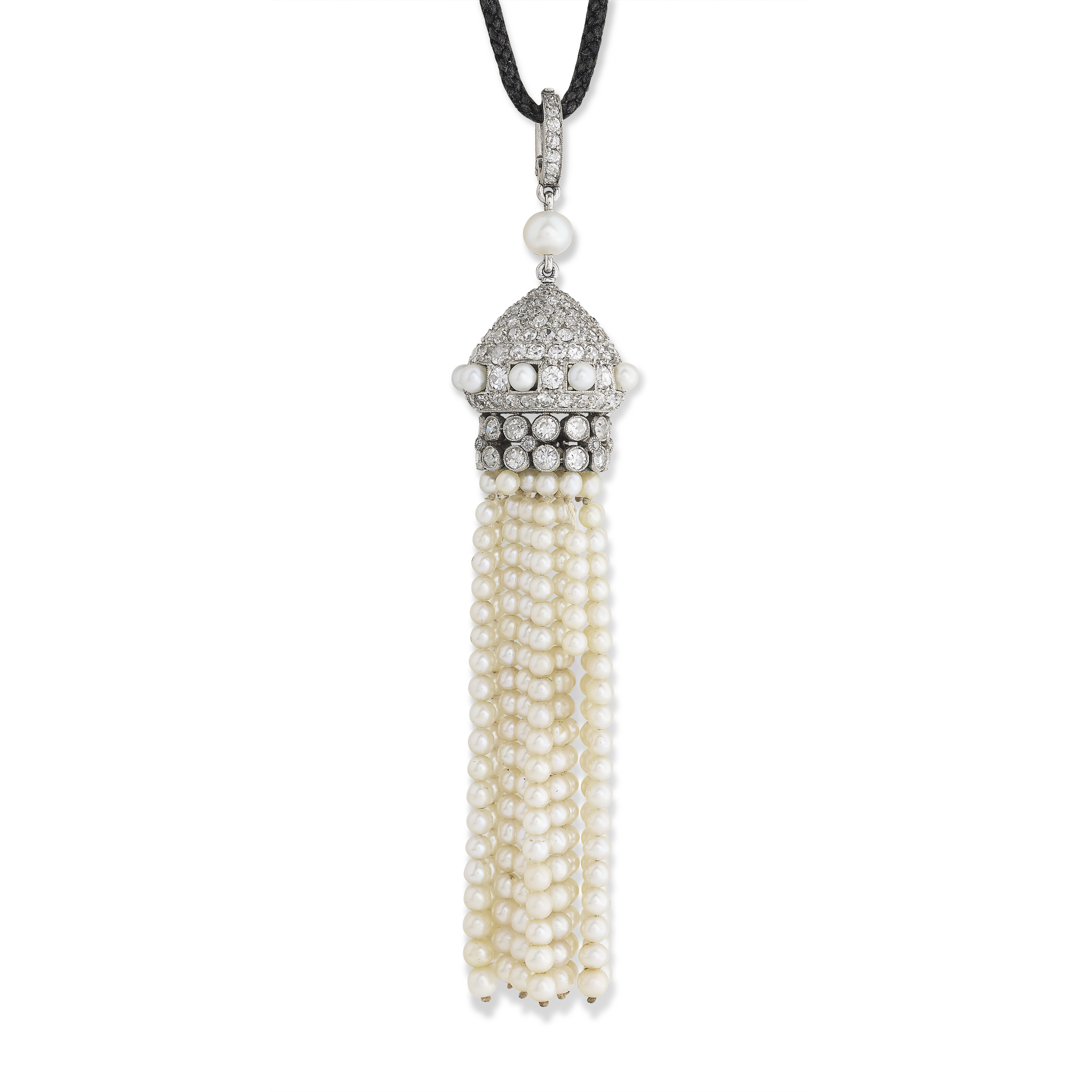 CARTIER COLLIER CRISTAL DE ROCHE ET DIAMANTS ACCOMPAGNÉ D'UN PENDENTIF NON SIGNÉ PERLES DE SEMENCE ET DIAMANTS DÉBUT DU XXe SIÈCLE image 2