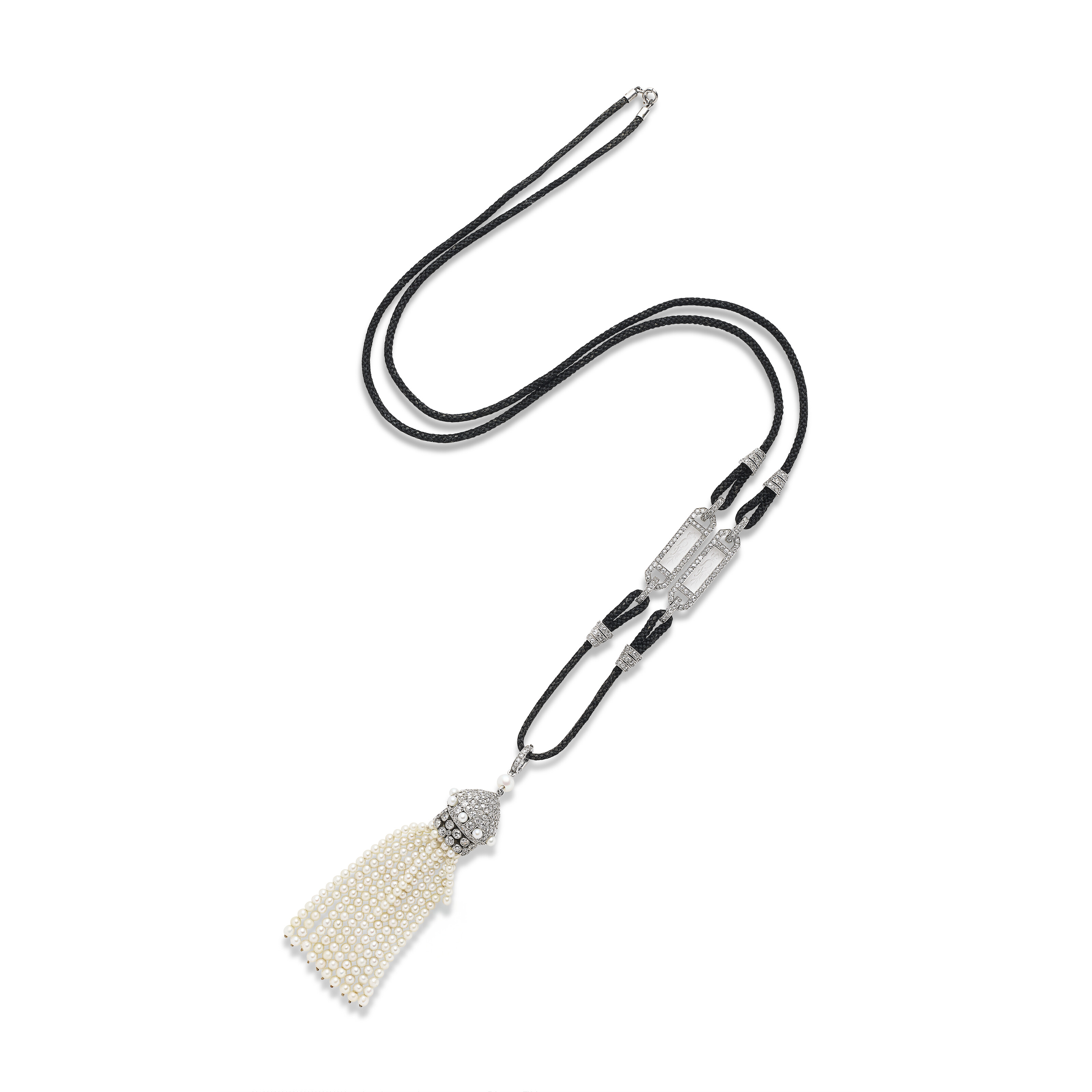 CARTIER COLLIER CRISTAL DE ROCHE ET DIAMANTS ACCOMPAGNÉ D'UN PENDENTIF NON SIGNÉ PERLES DE SEMENCE ET DIAMANTS DÉBUT DU XXe SIÈCLE image 4