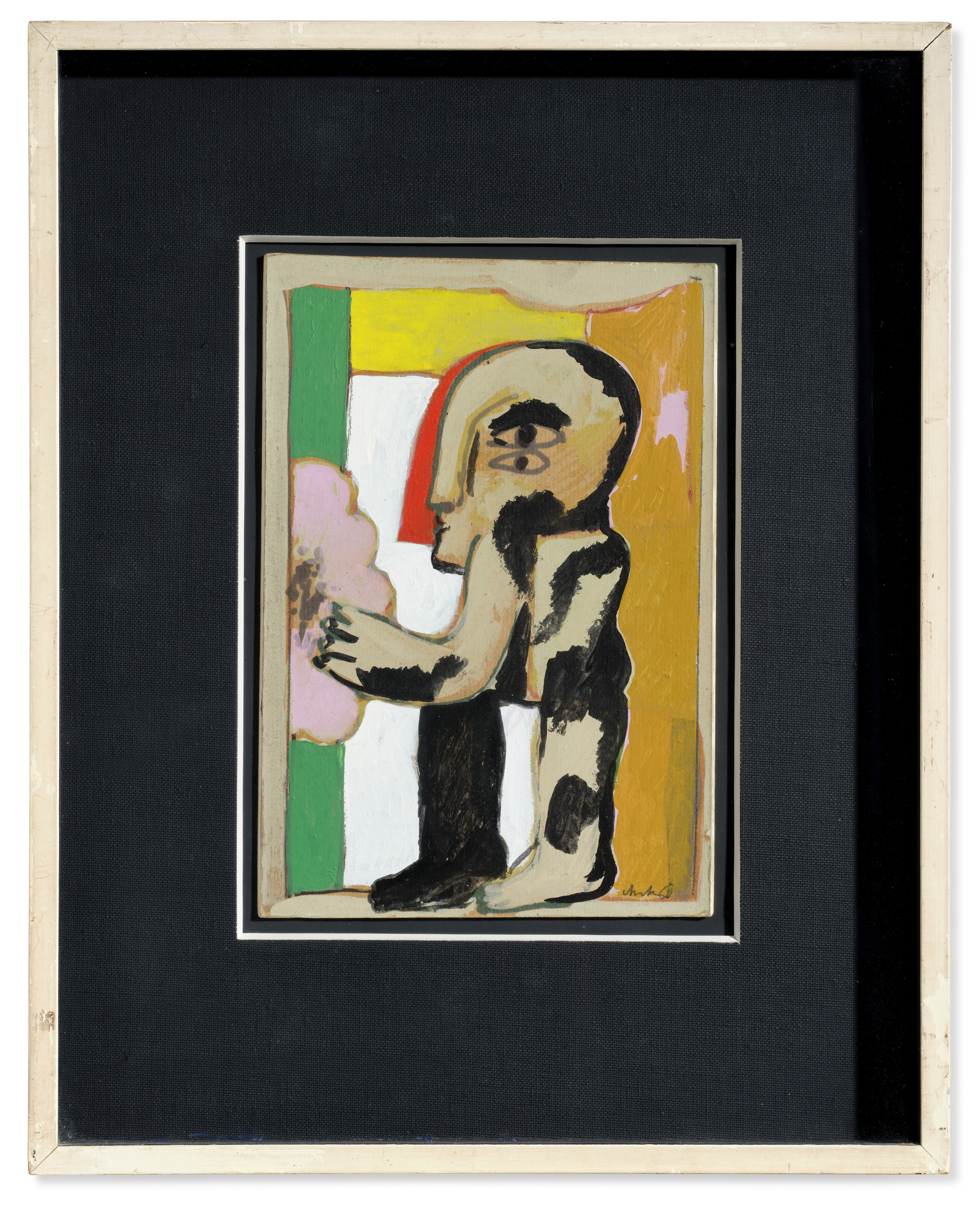 Horst Antes (né en 1936), Figur mit orangefarbenen Hut vor Blau