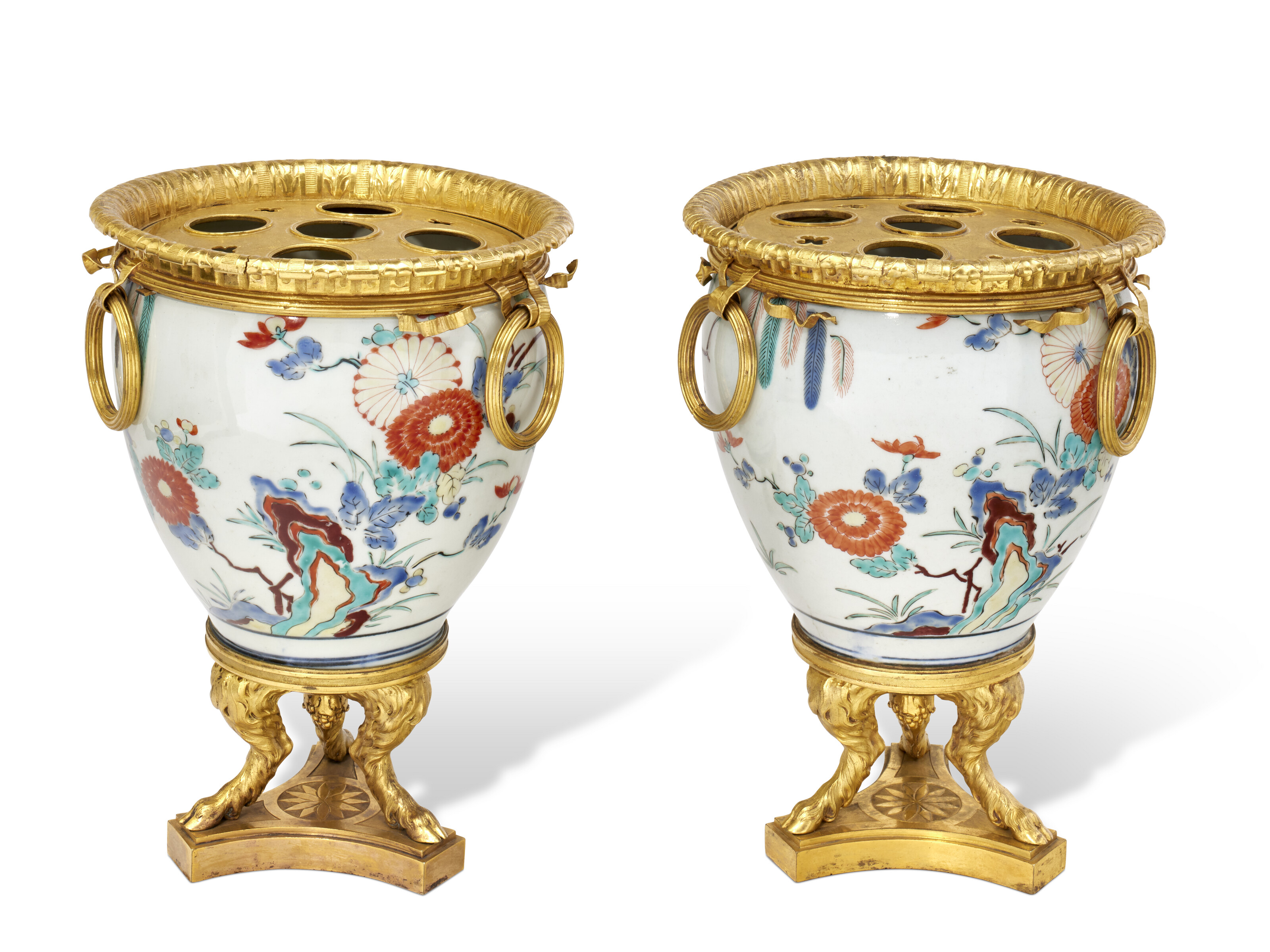 A pair of Louis XVI ormolu-mounted Japanese Kakiemon porcelain flower vases, last quarter 18th century, offered in Madame Simone Steinitz: The Legacy of Taste on 19 June 2025 at Christie's in Paris