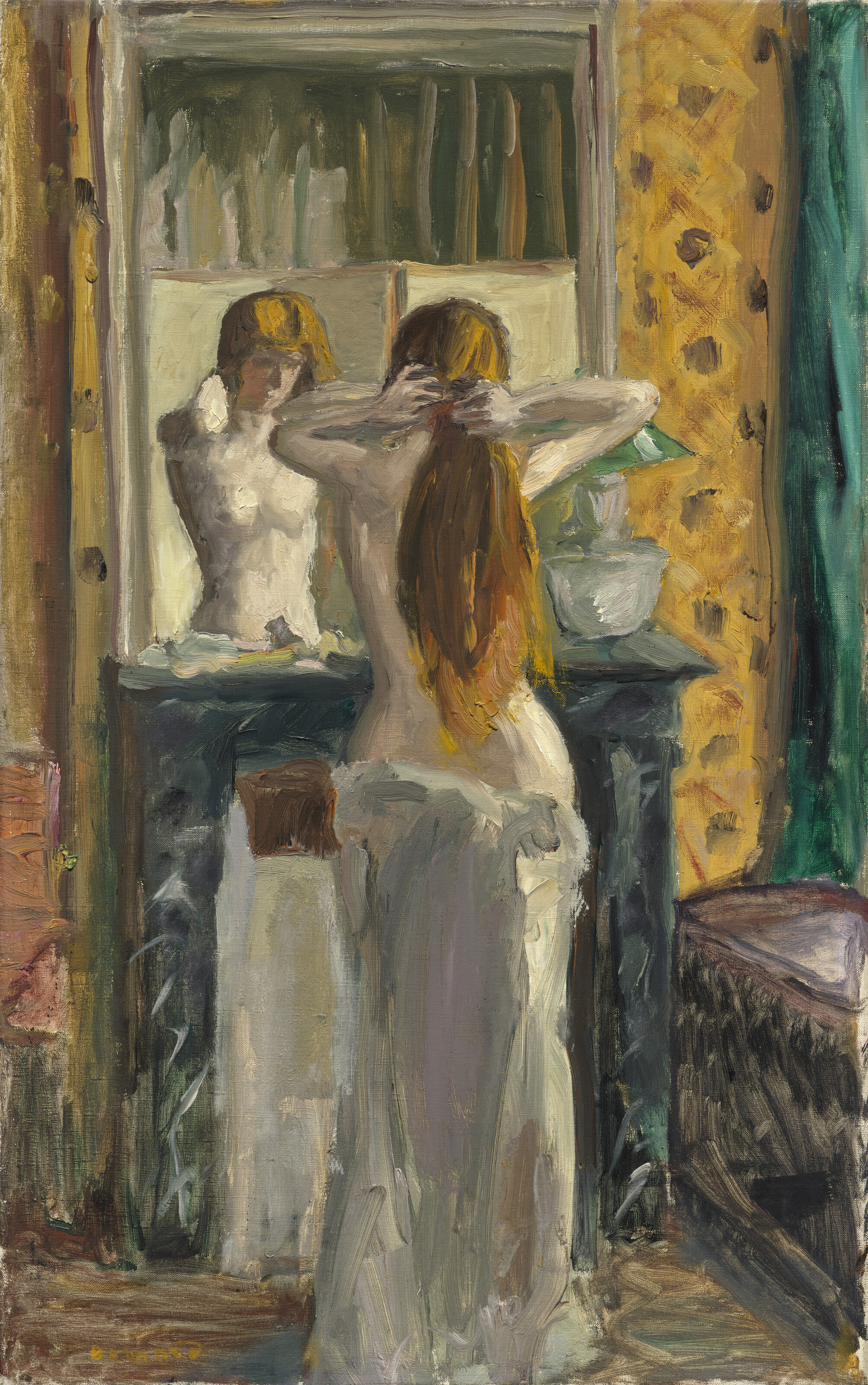 Pierre Bonnard, Femme a demi-nue ou Nu se coiffant devant la glace, 1915, offered in Ancienne collection Henri Canonne - Une lecon impressionniste on 9 April 2025 at Christie's in Paris