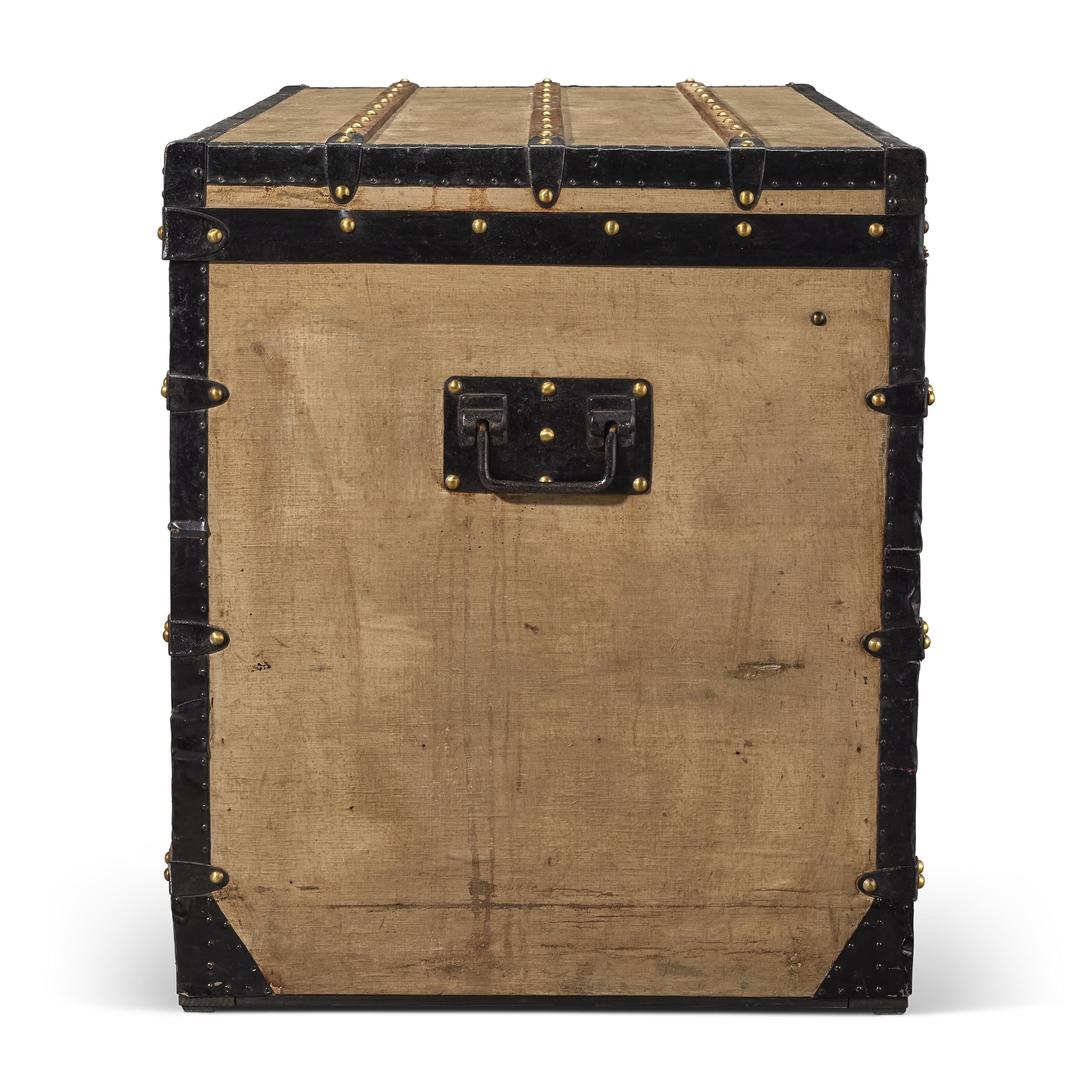 A GRIS TRIANON COATED CANVAS COURRIER 100 TRUNK WITH BLACK