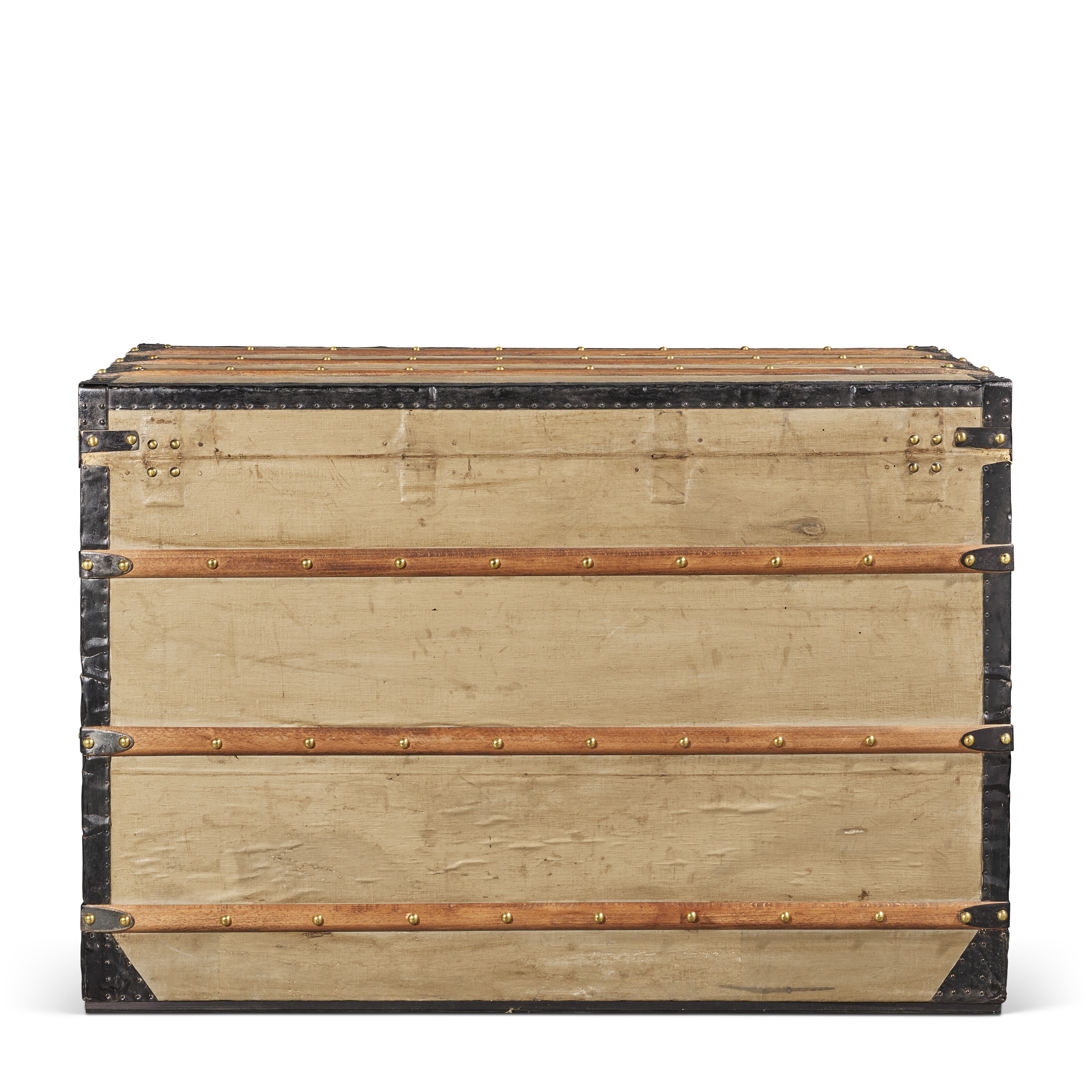 A GRIS TRIANON COATED CANVAS COURRIER 100 TRUNK WITH BLACK