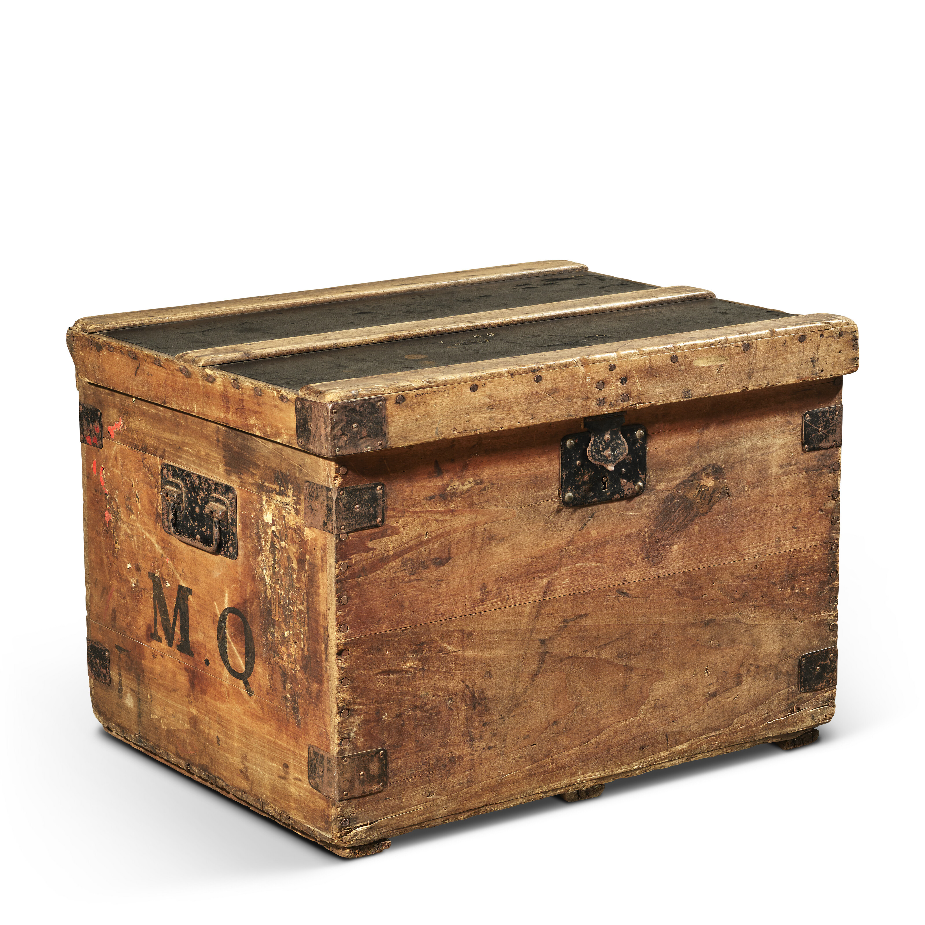 A RARE, HERMETIC ZINC EXPLORER TRUNK WITH BRASS HARDWARE, LOUIS 