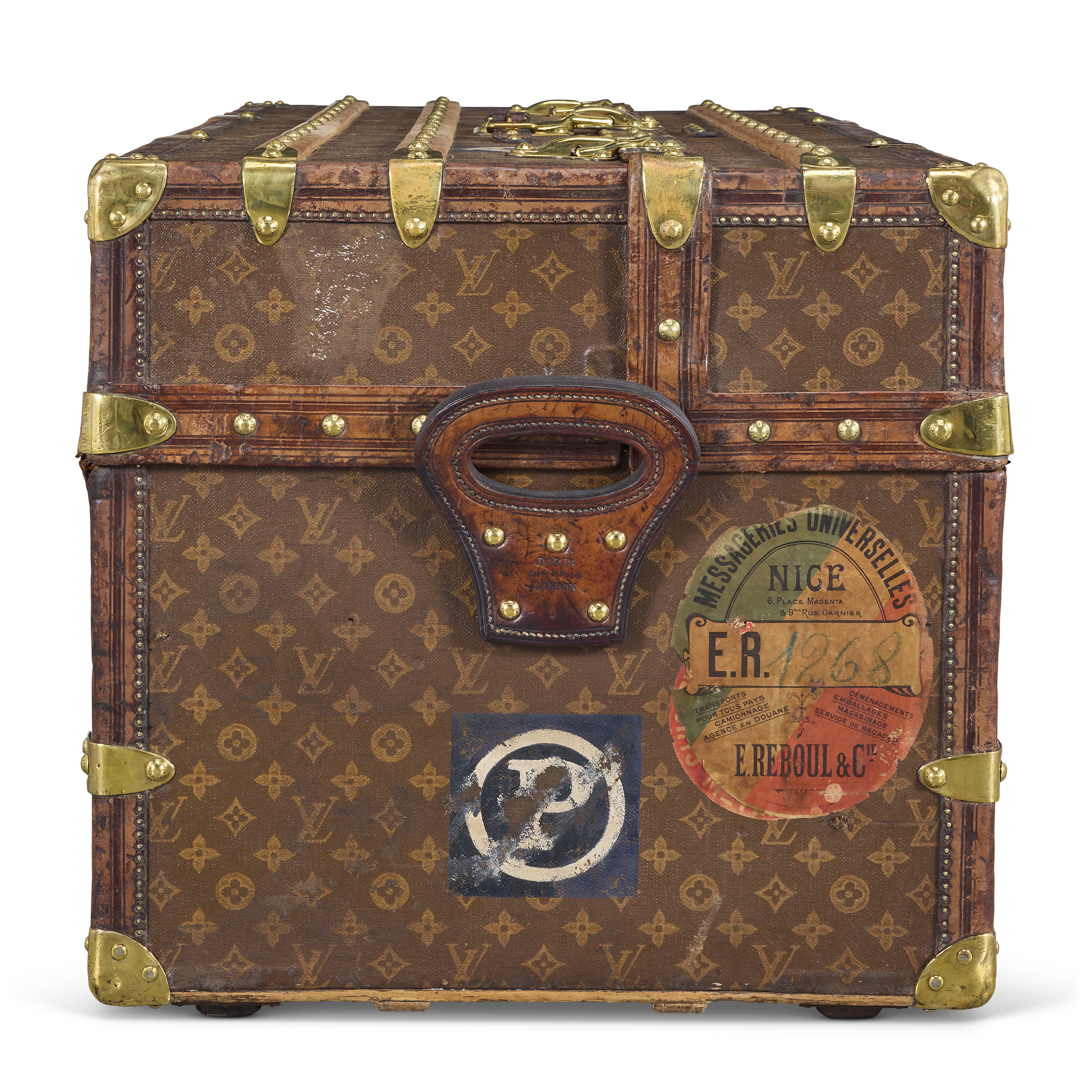 A MONOGRAM CANVAS IDEAL TRUNK WITH BRASS HARDWARE, LOUIS VUITTON
