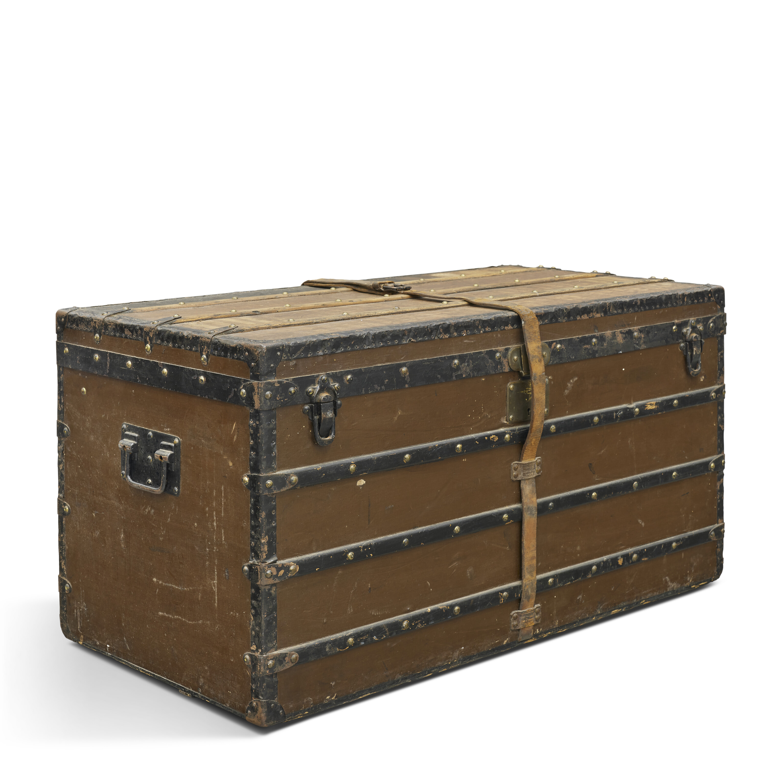 A RARE, HERMETIC ZINC EXPLORER TRUNK WITH BRASS HARDWARE, LOUIS