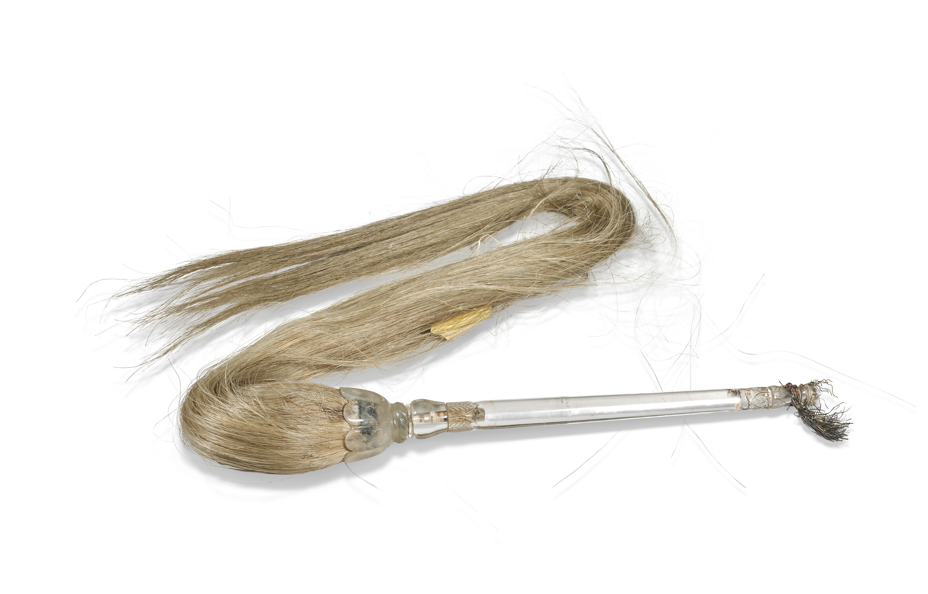 CHASSE-MOUCHE EN CRISTAL DE ROCHE MONTÉ EN ARGENT image 2