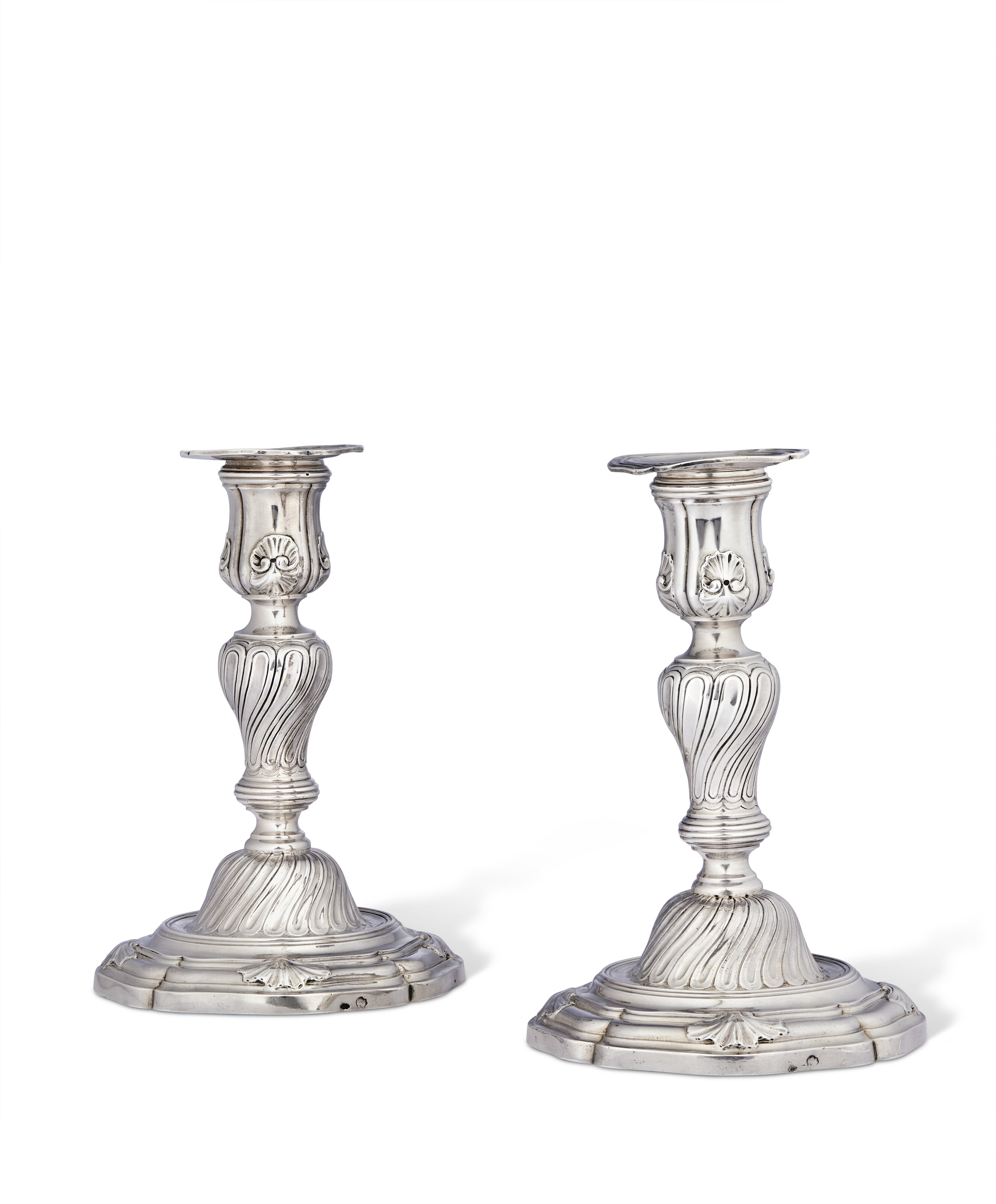 A pair of Louis XV silver toilet candlesticks. Mark of Francois Joubert, Paris, 1768, offered in Les Stern: une famille de collectionneurs - the Online Sale until 12 December 2025 at Christie's Online