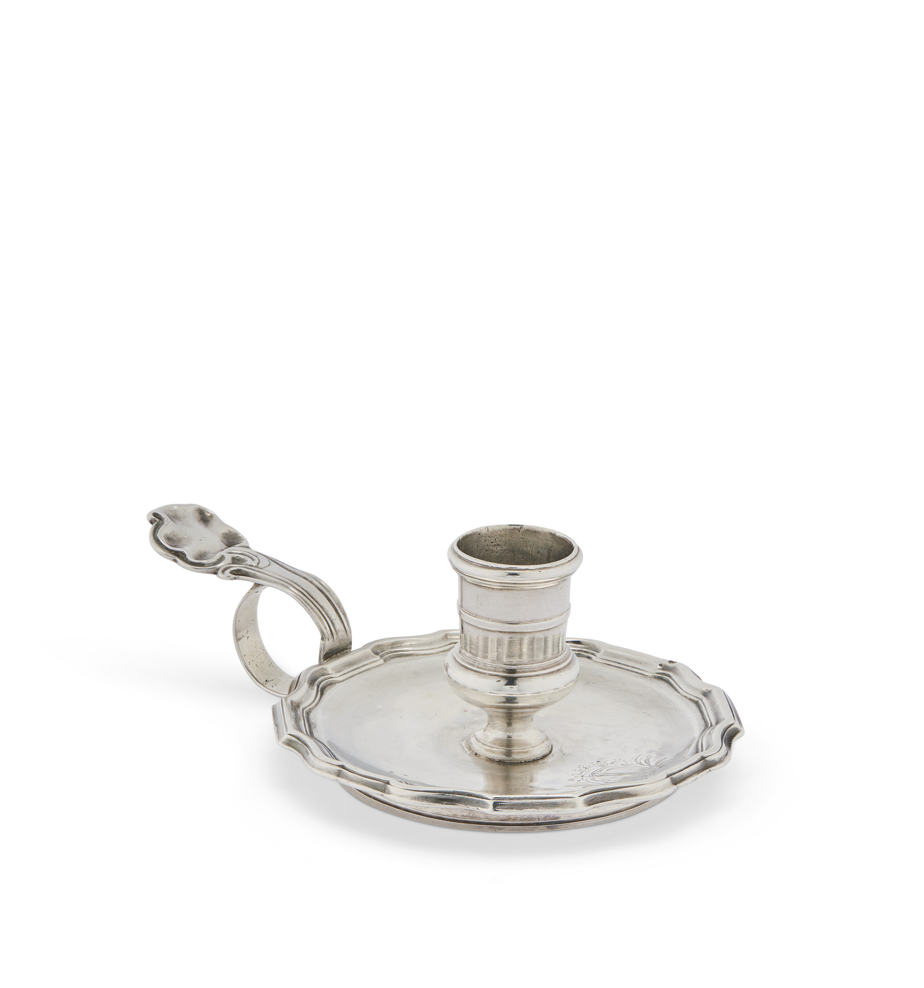 BOUGEOIR À MAIN EN ARGENT D'ÉPOQUE LOUIS XV