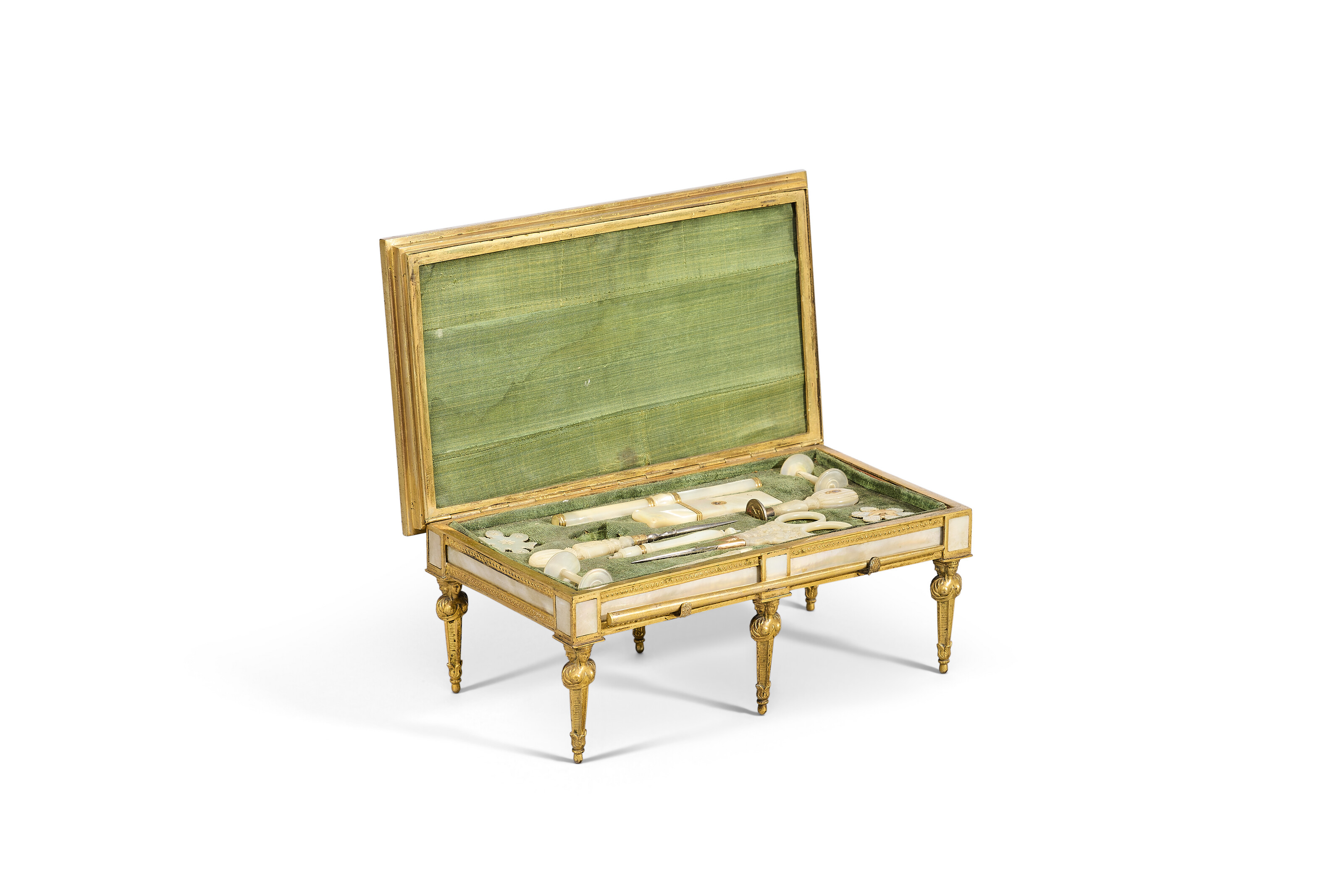 BILLARD MINIATURE FORMANT NÉCESSAIRE À COUTURE D'ÉPOQUE RESTAURATION image 2