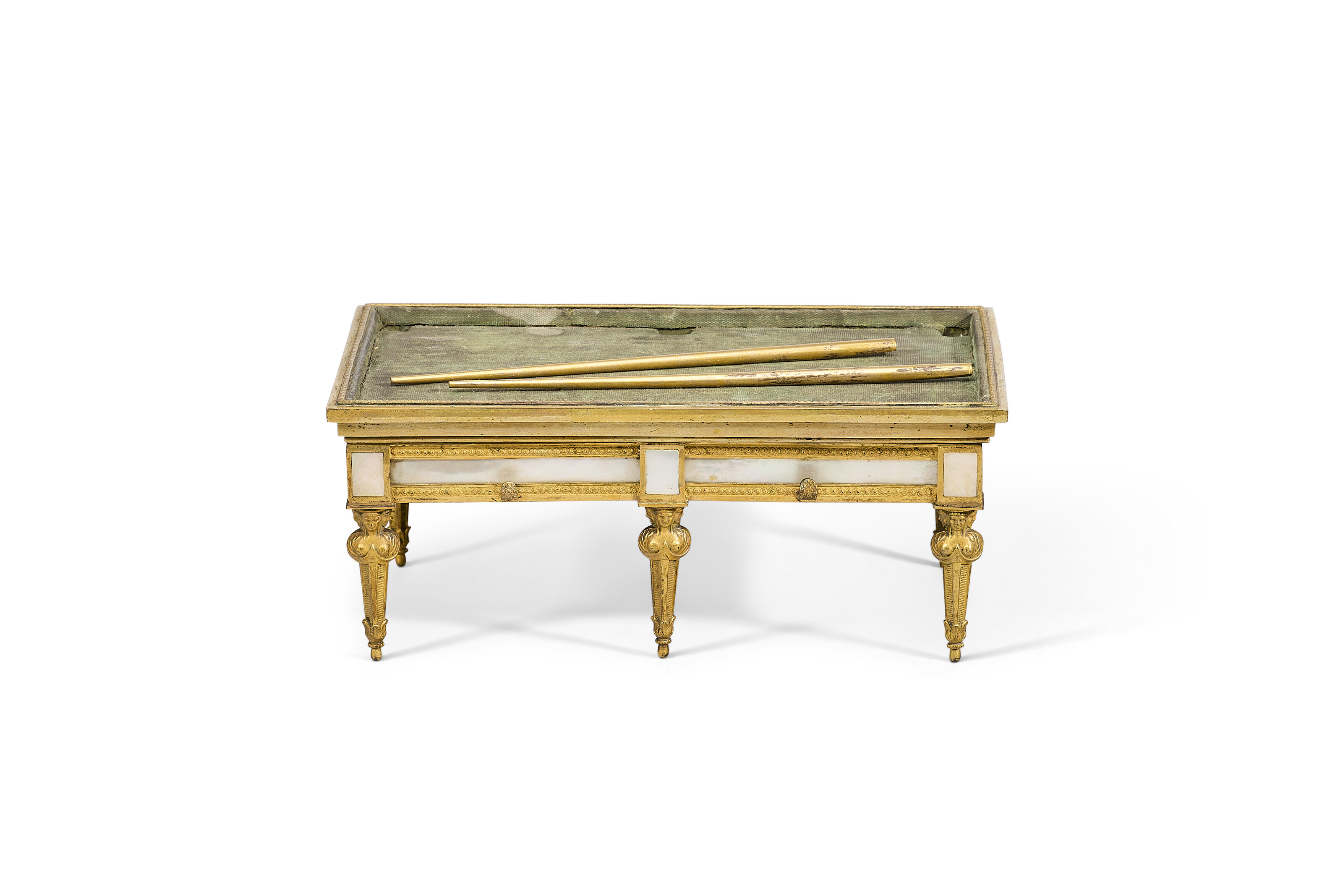 BILLARD MINIATURE FORMANT NÉCESSAIRE À COUTURE D'ÉPOQUE RESTAURATION image 4