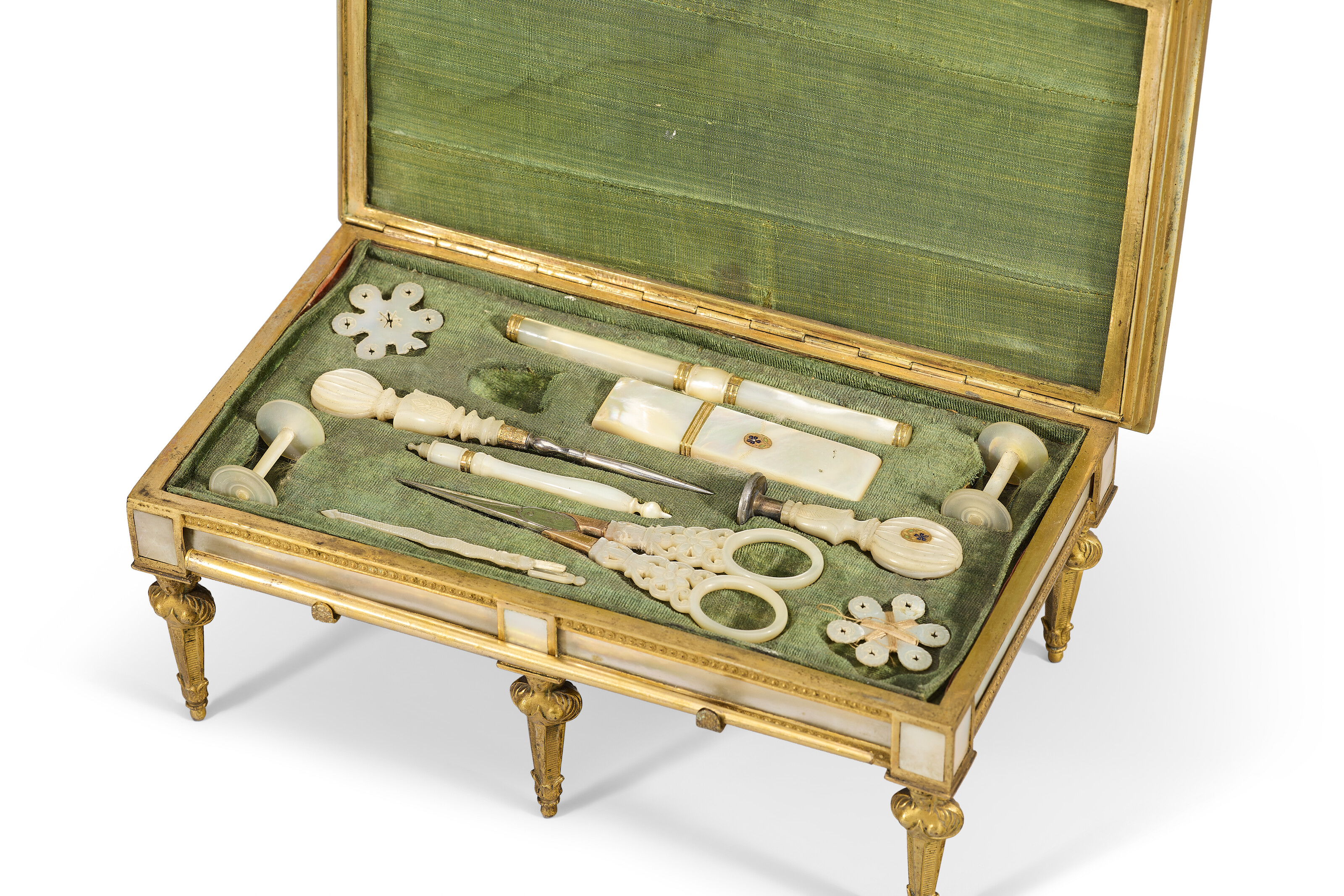 BILLARD MINIATURE FORMANT NÉCESSAIRE À COUTURE D'ÉPOQUE RESTAURATION image 5