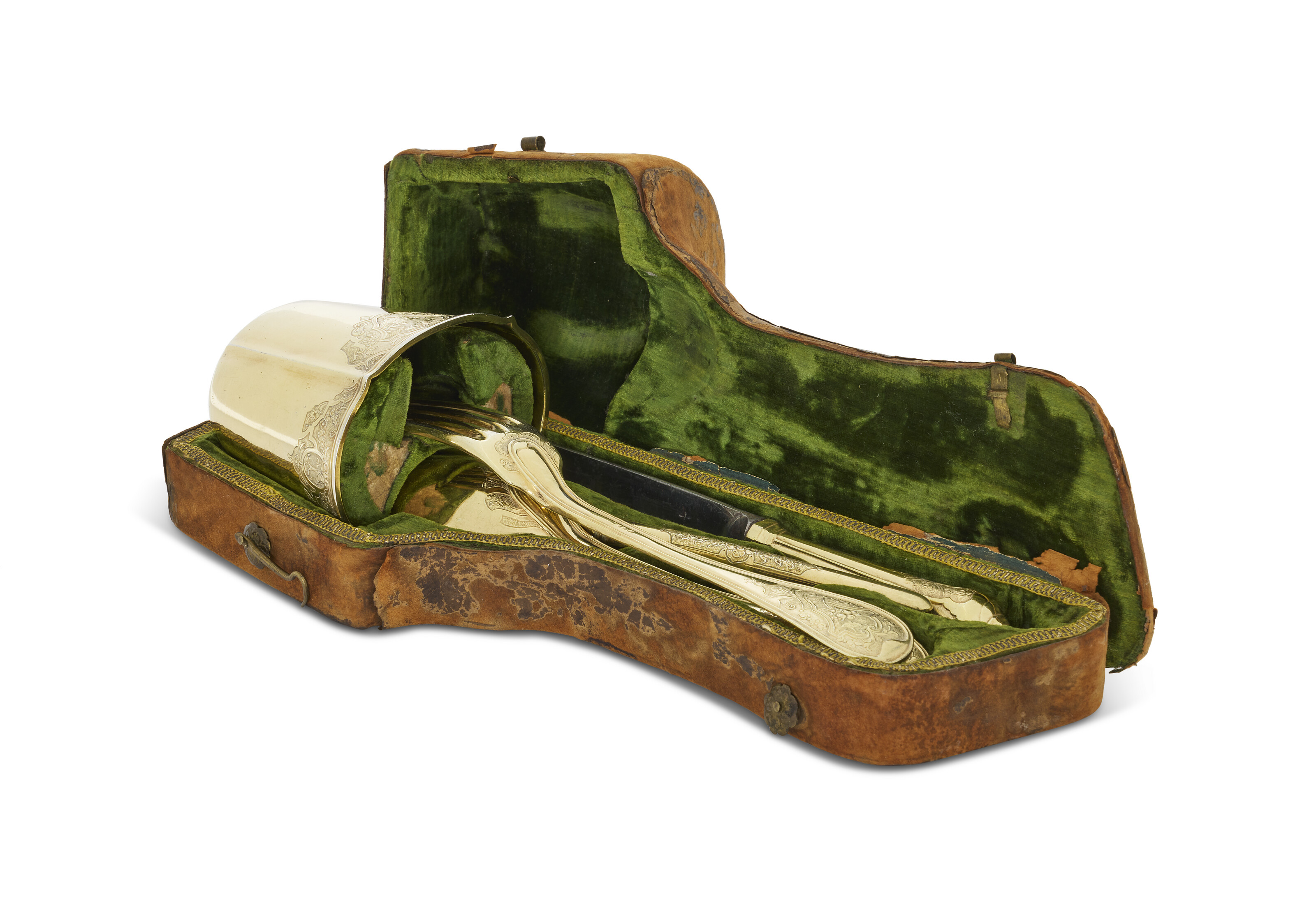 NÉCESSAIRE DE VOYAGE EN VERMEIL D'ÉPOQUE LOUIS XV