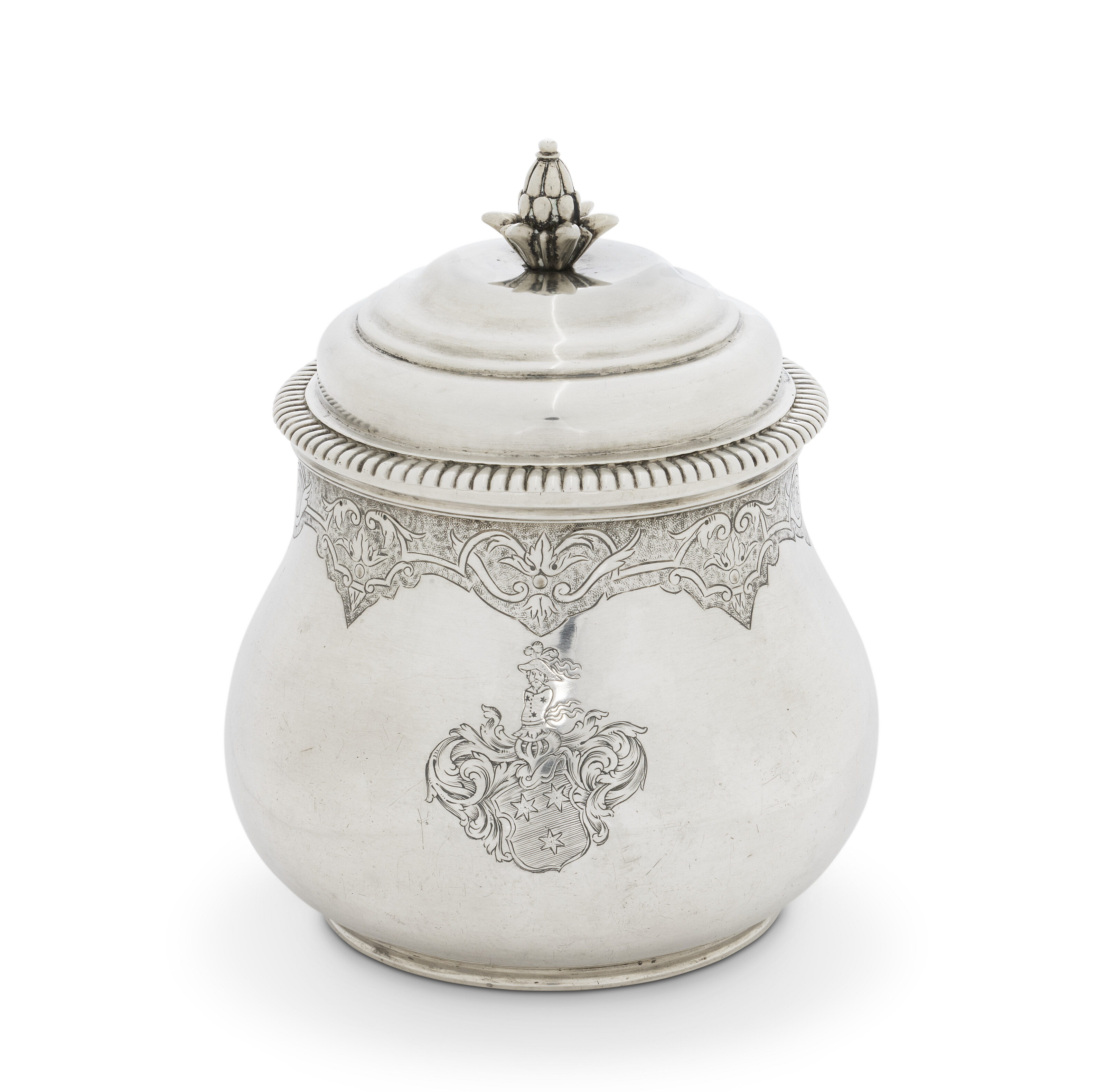 SUCRIER ET SON COUVERCLE EN ARGENT D'ÉPOQUE LOUIS XV