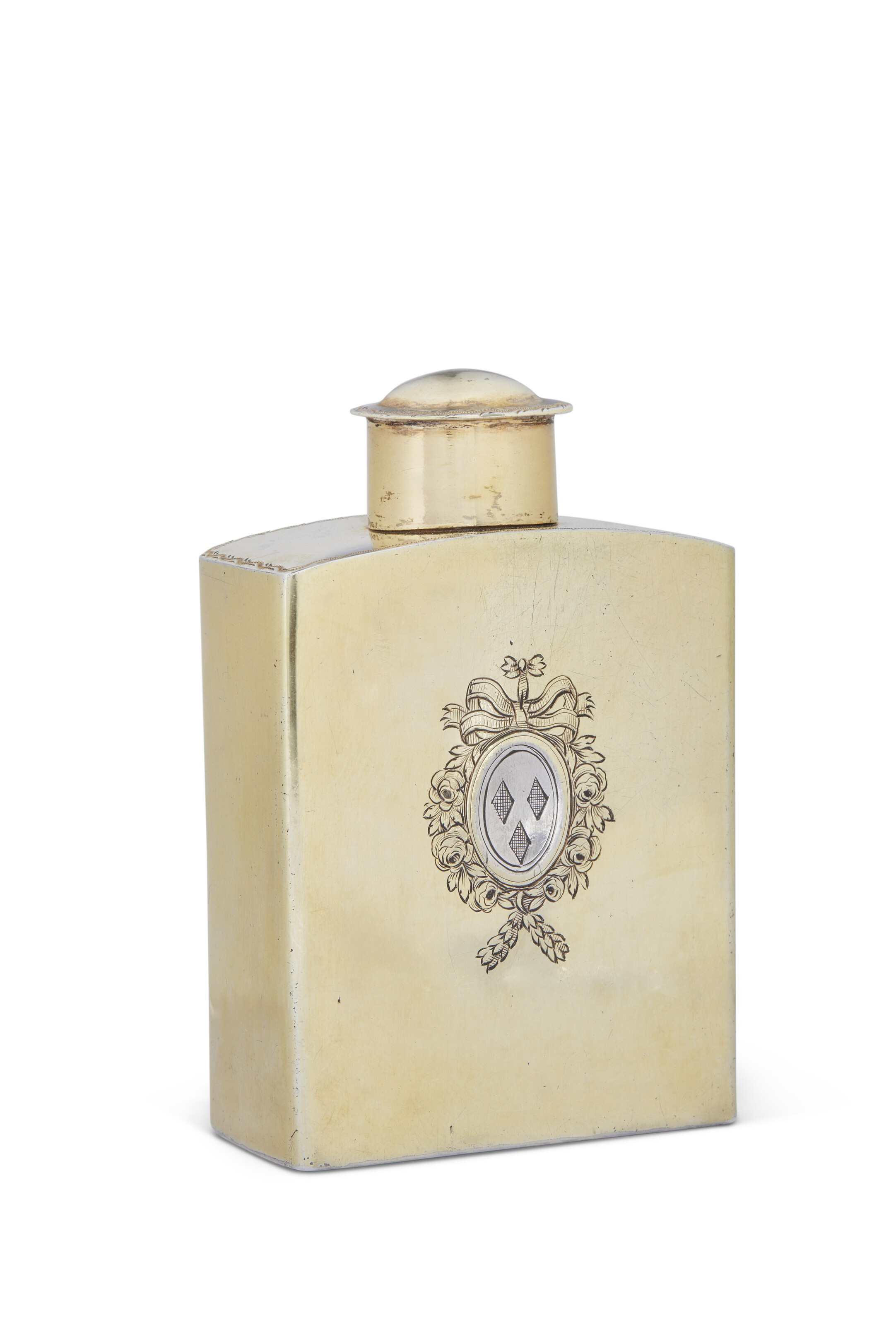 BOÎTE À THÉ EN VERMEIL ET ARGENT D'ÉPOQUE LOUIS XVI