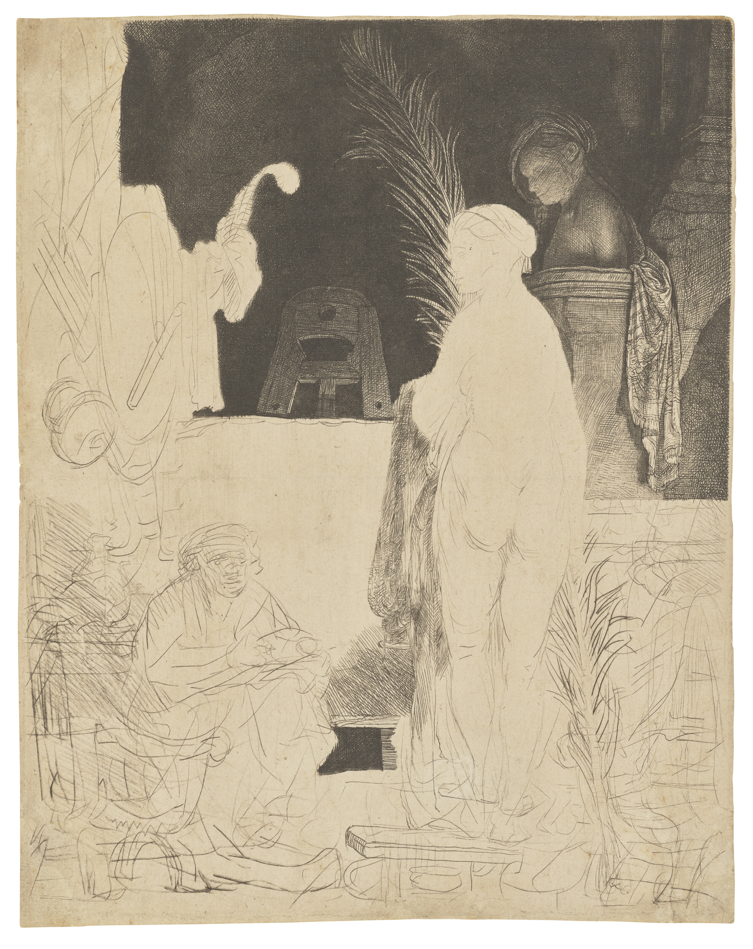 Rembrandt Harmensz. van Rijn, The Artist drawing from the Model ('Het beeldt van Pigmalion'), circa 1639, offered in Spellbound: The Hegewisch Collection Part II on 7 March 2026 at Christie's in London