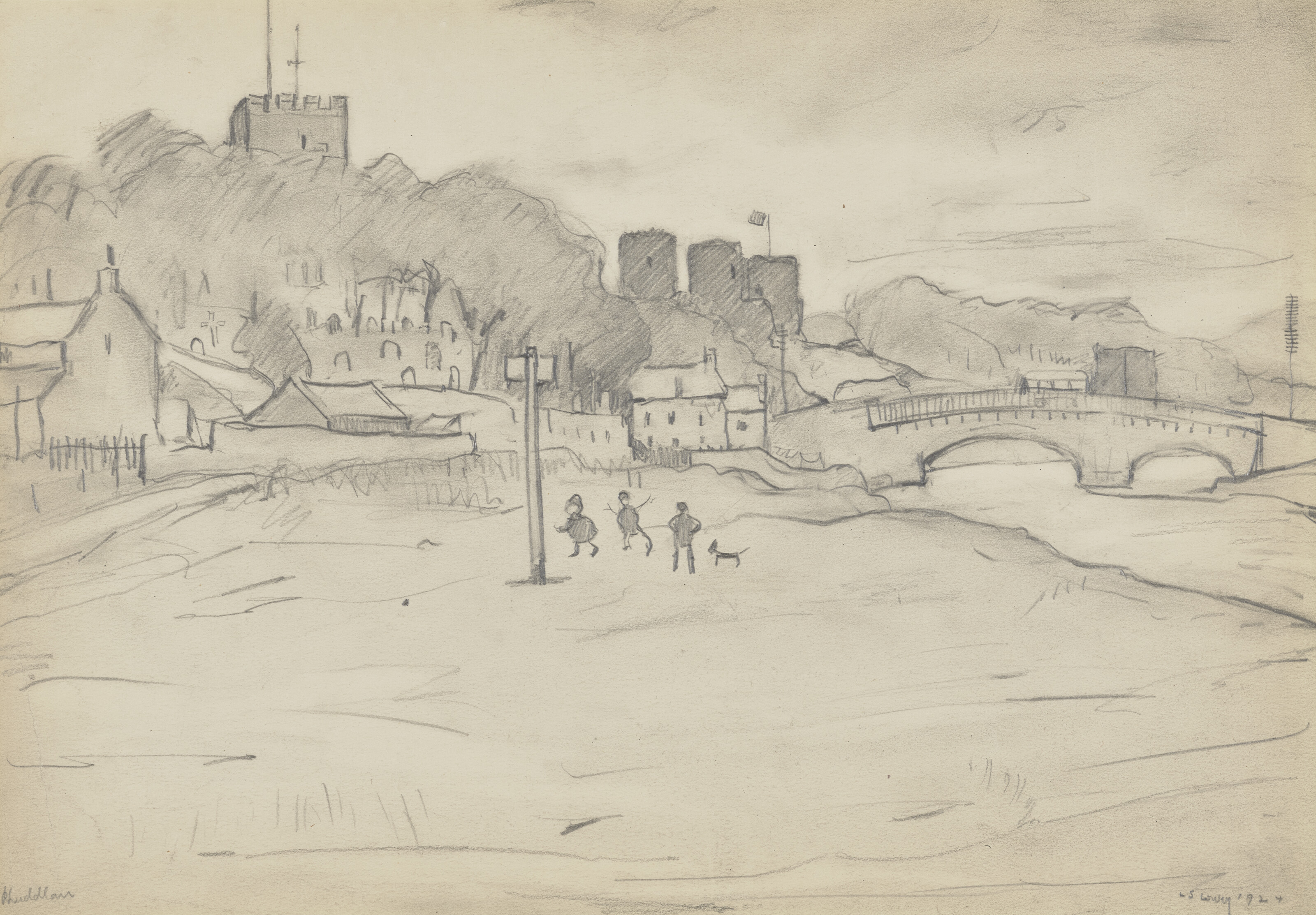 Laurence Stephen Lowry, A Village Scene, Rhuddlan, 1924, offered in the Modern British and Irish Art Day Sale on 19 March 2026 at Christie's in London