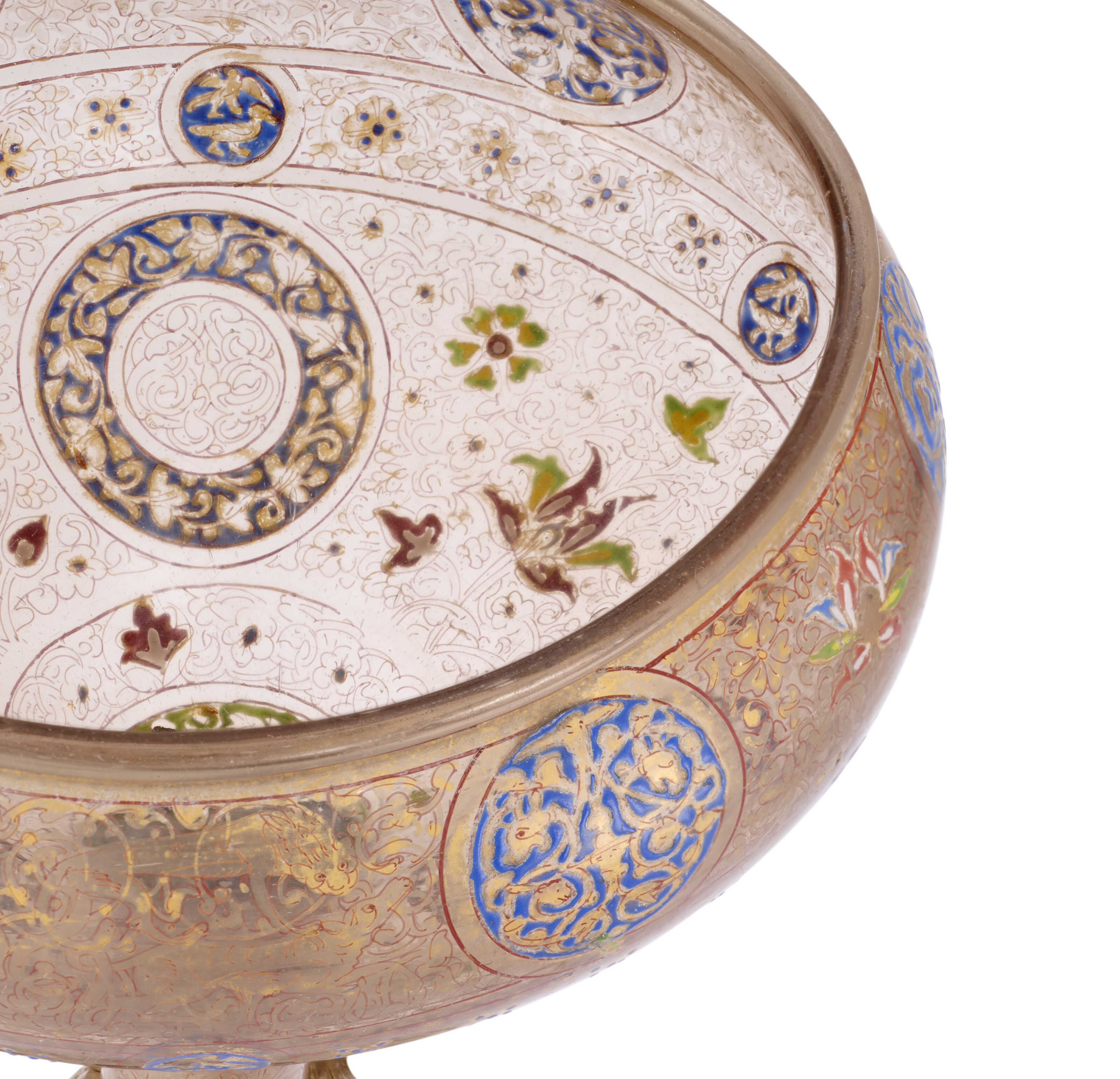 An important Mamluk gilded and enamelled glass footed bowl, probably Mamluk Syria, second quarter 14th century, offered in Art of the Islamic and Indian Worlds including Rugs and Carpets on 30 April 2026 at Christie's in London