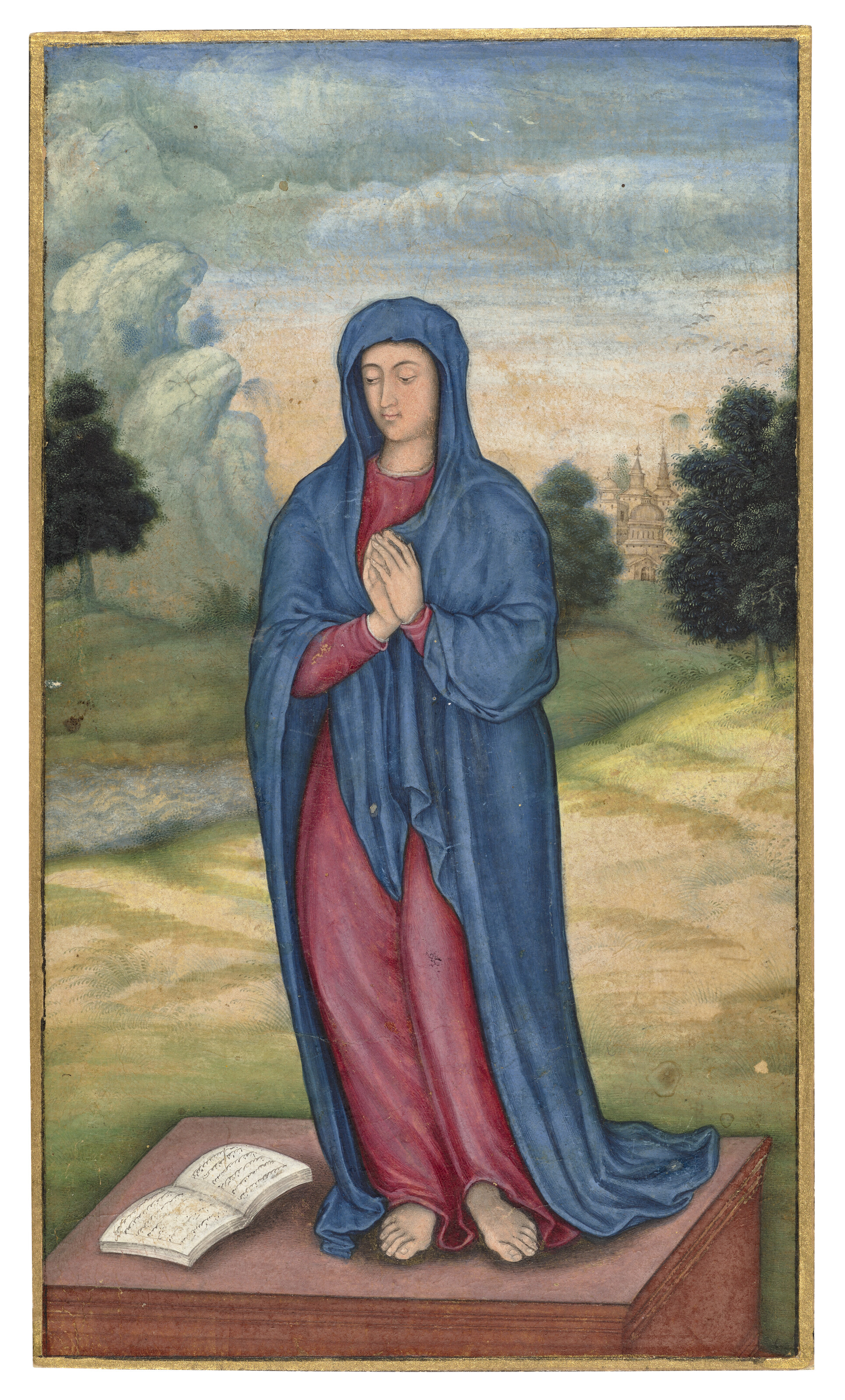 The Virgin Mary Standing in Prayer. Mughal India, 1600, offered in The Mary and Cheney Cowles Collection of Indian Painting and Calligraphy on 28 April 2026 at Christie's in London