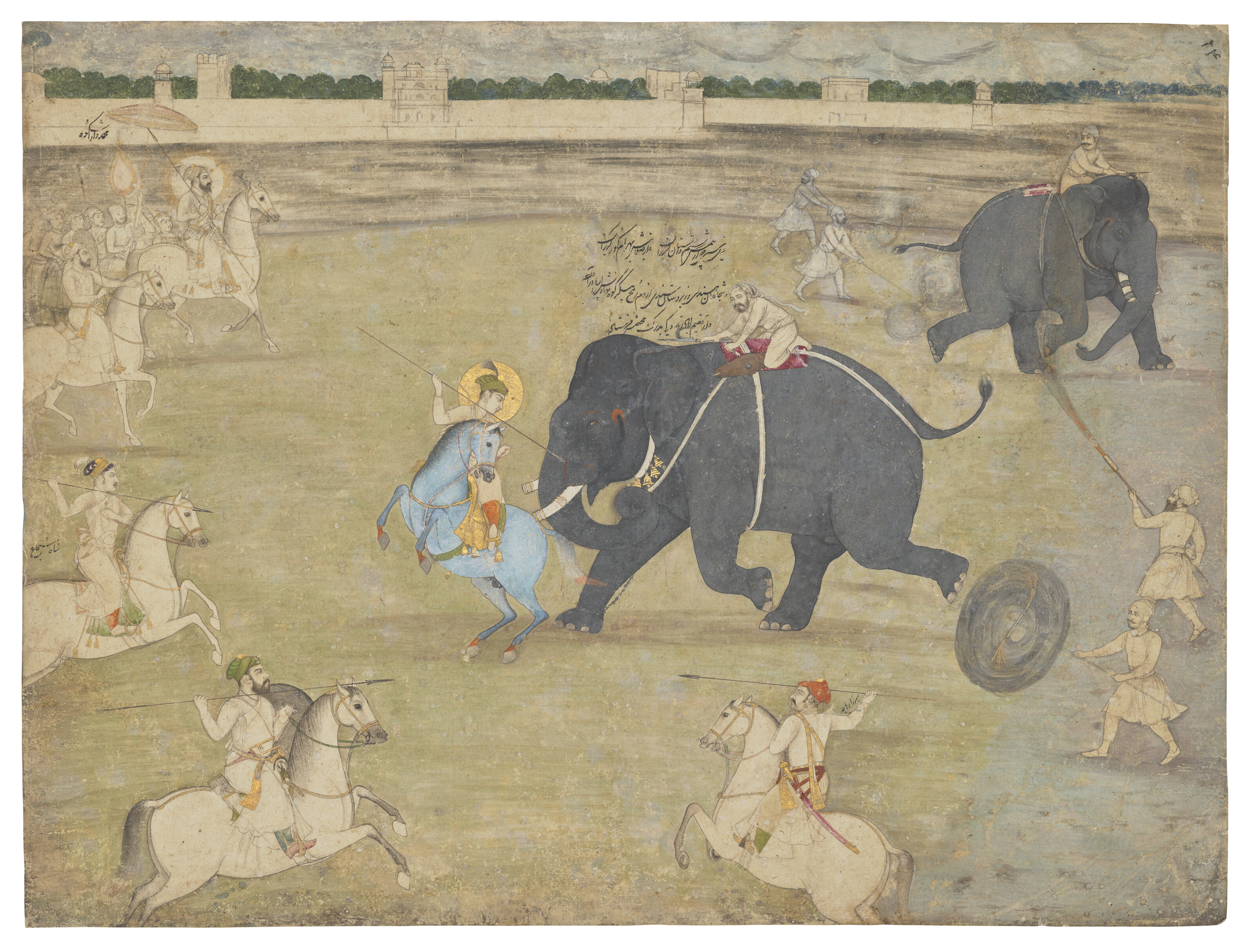 Artwork preview for Prince Aurangzeb attacks the elephant Sudhakar rampaging