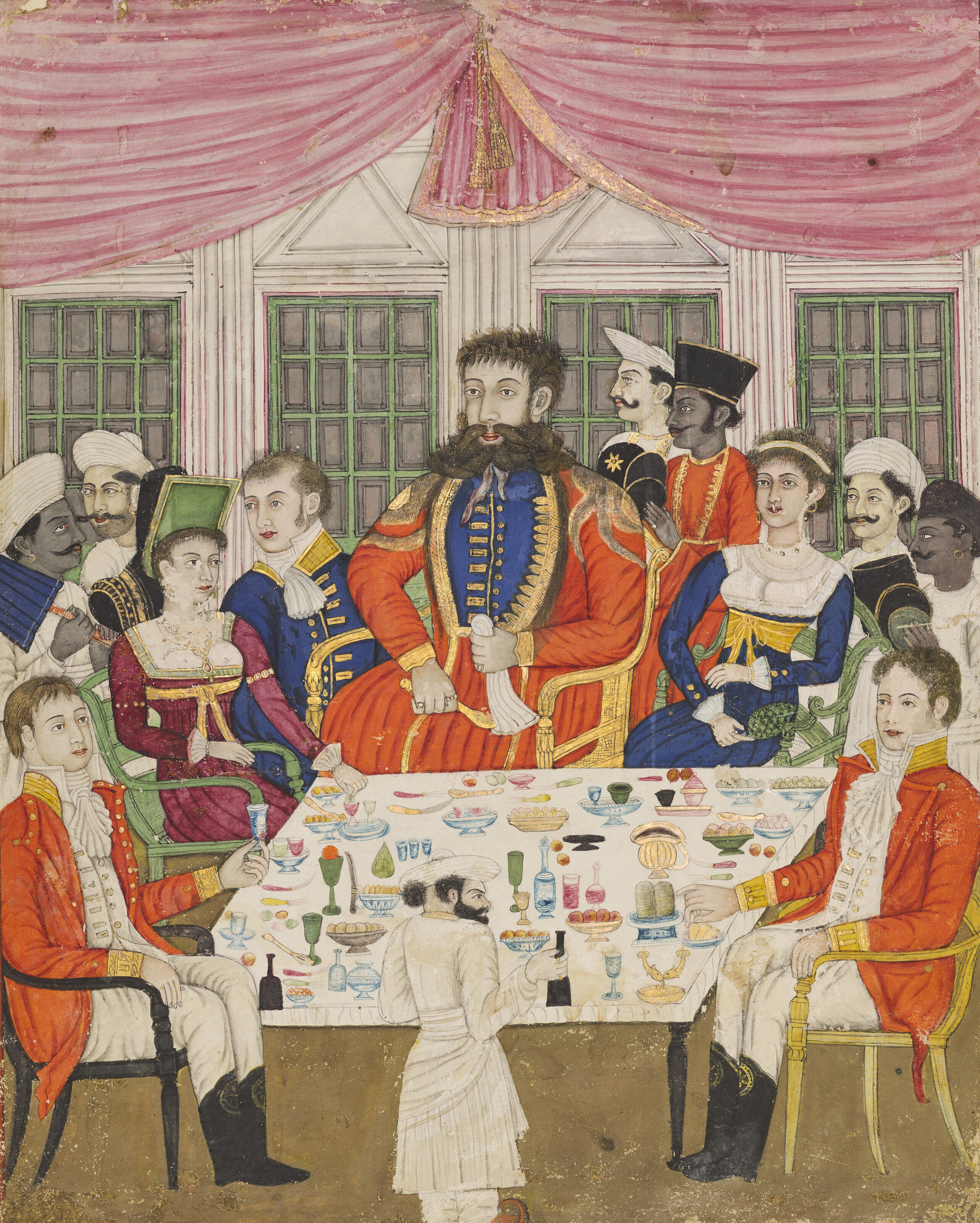 William Fraser's Dinner Party. Delhi, India, circa 1830, offered in The Mary and Cheney Cowles Collection of Indian Painting and Calligraphy on 28 April 2026 at Christie's in London