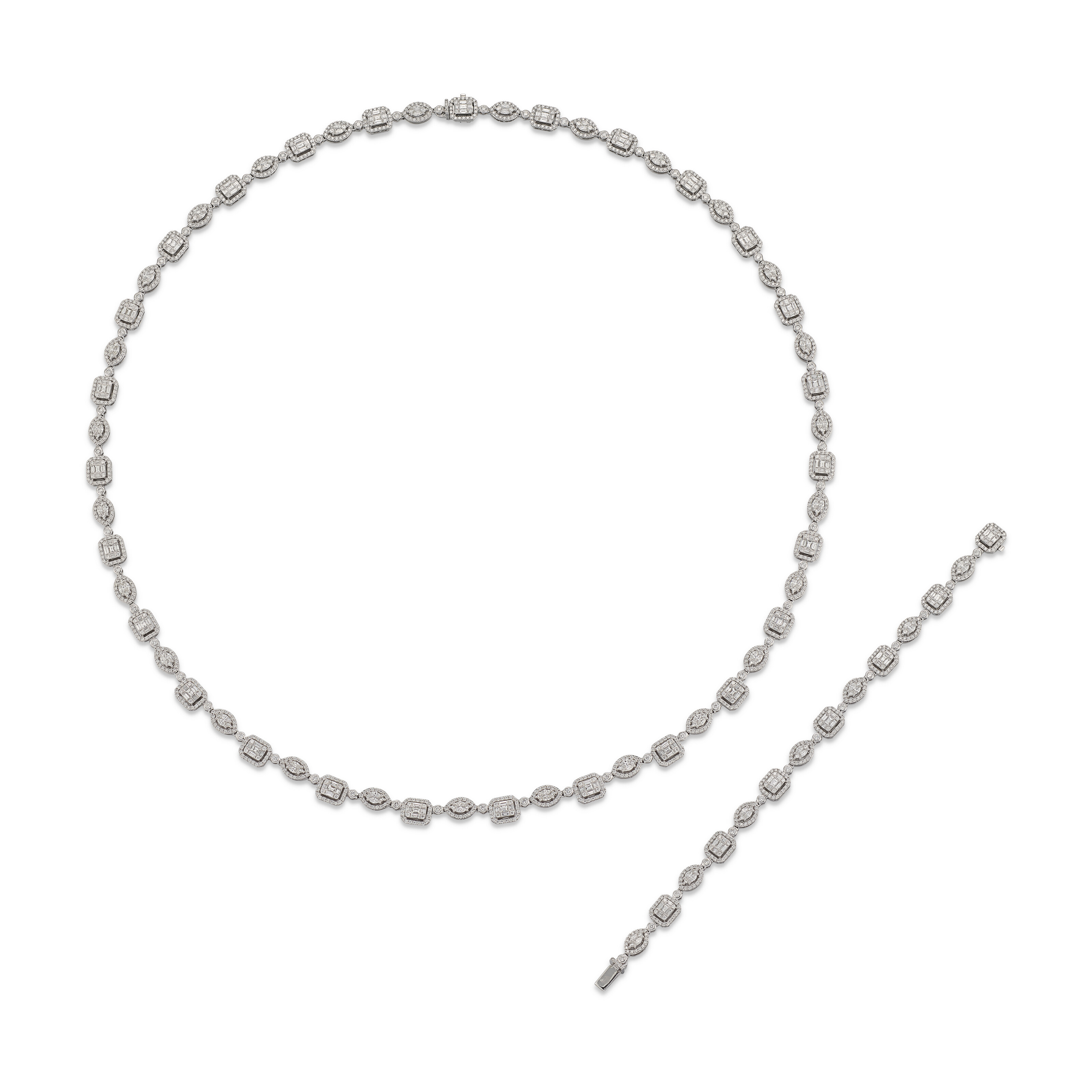Catalog image of ILLUSION-SET DIAMOND NECKLACE AND BRACELET SET