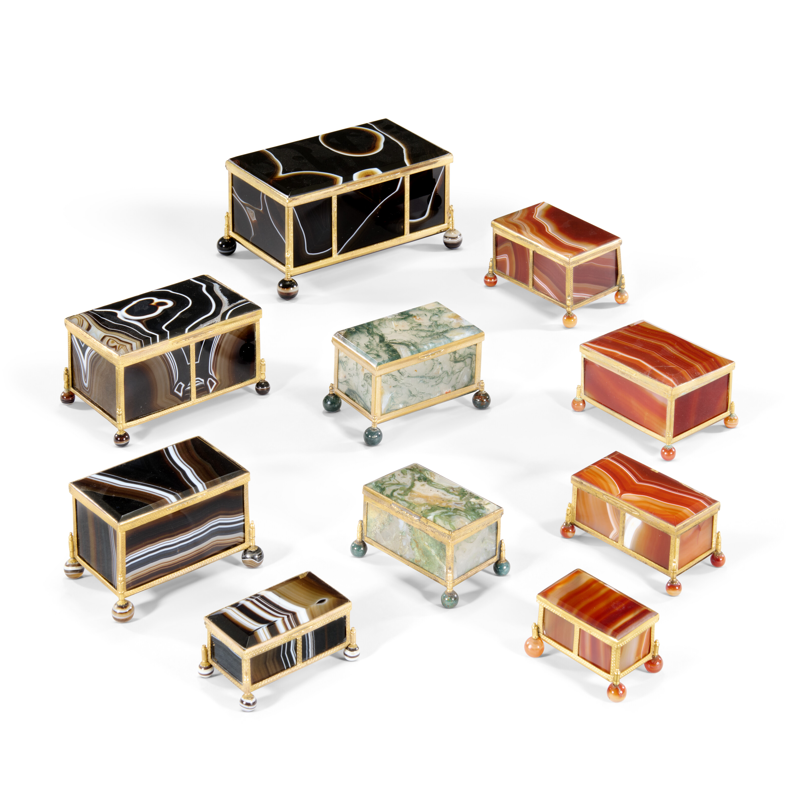 TEN CONTINENTAL GILT-METAL AGATE CASKETS, 19TH CENTURY | Christie’s