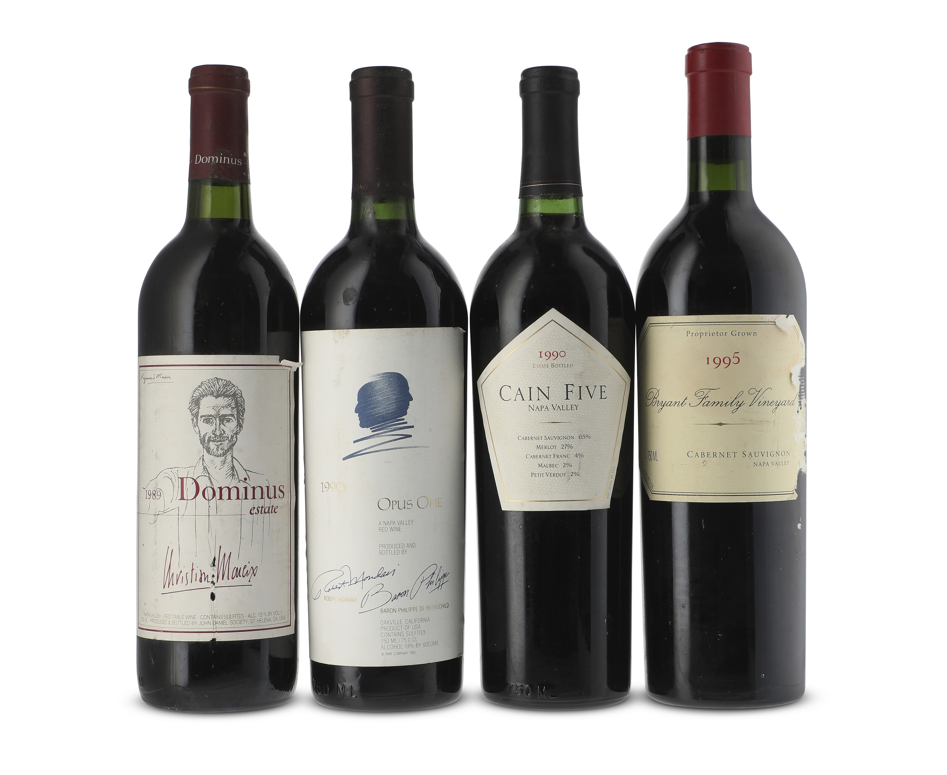 Mixed Californian Wines 1989 - 1995, Dominus 1989U. bon, bin-soiled and ...