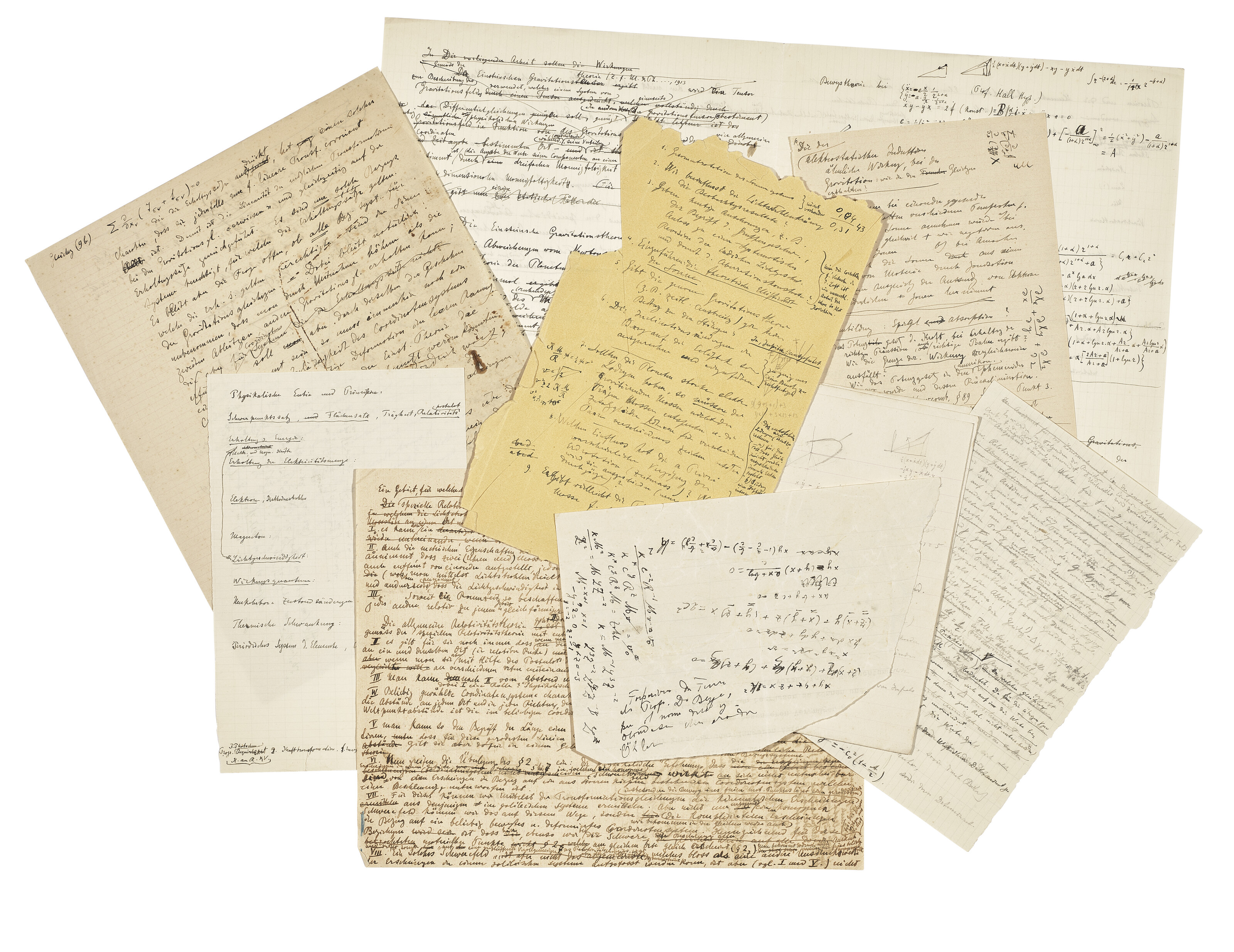 Michele Besso, autograph manuscript calculations and prose drafts on the perihelion of Mercury and the 'Entwurf' (outline) theory of general relativity, produced during his collaboration with Albert Einstein on the Einstein-Besso Manuscript, June 1913 to 1916, offered in Valuable Books and Manuscripts including Cartography on 8 July 2026 at Christie's in London