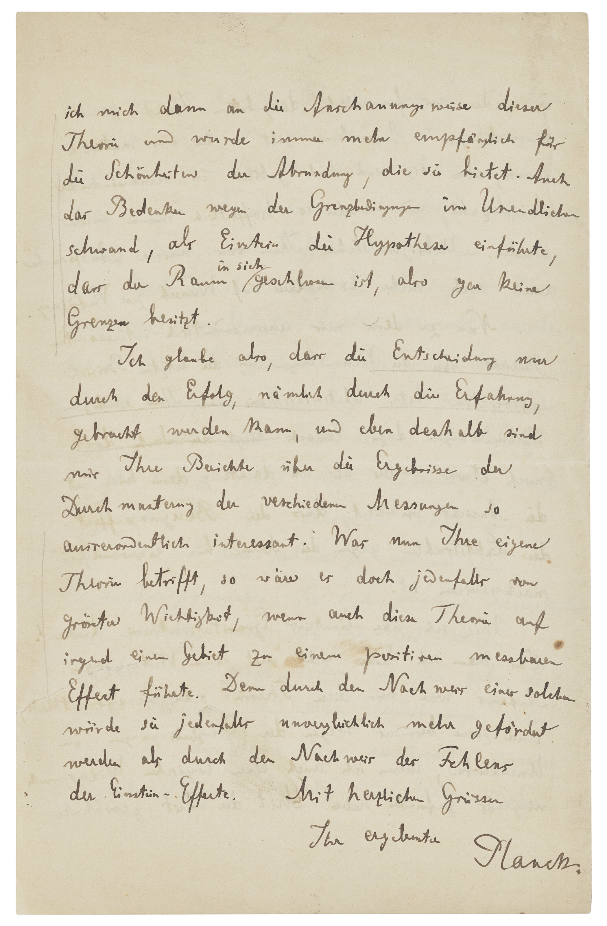 Max Planck, autograph letter to Ludwik Silberstein, Berlin-Grunewald, 19 October 1919. In this letter, the originator of quantum theory hails the perfection of general relativity, offered in Valuable Books and Manuscripts including Cartography on 8 July 2026 at Christie's in London