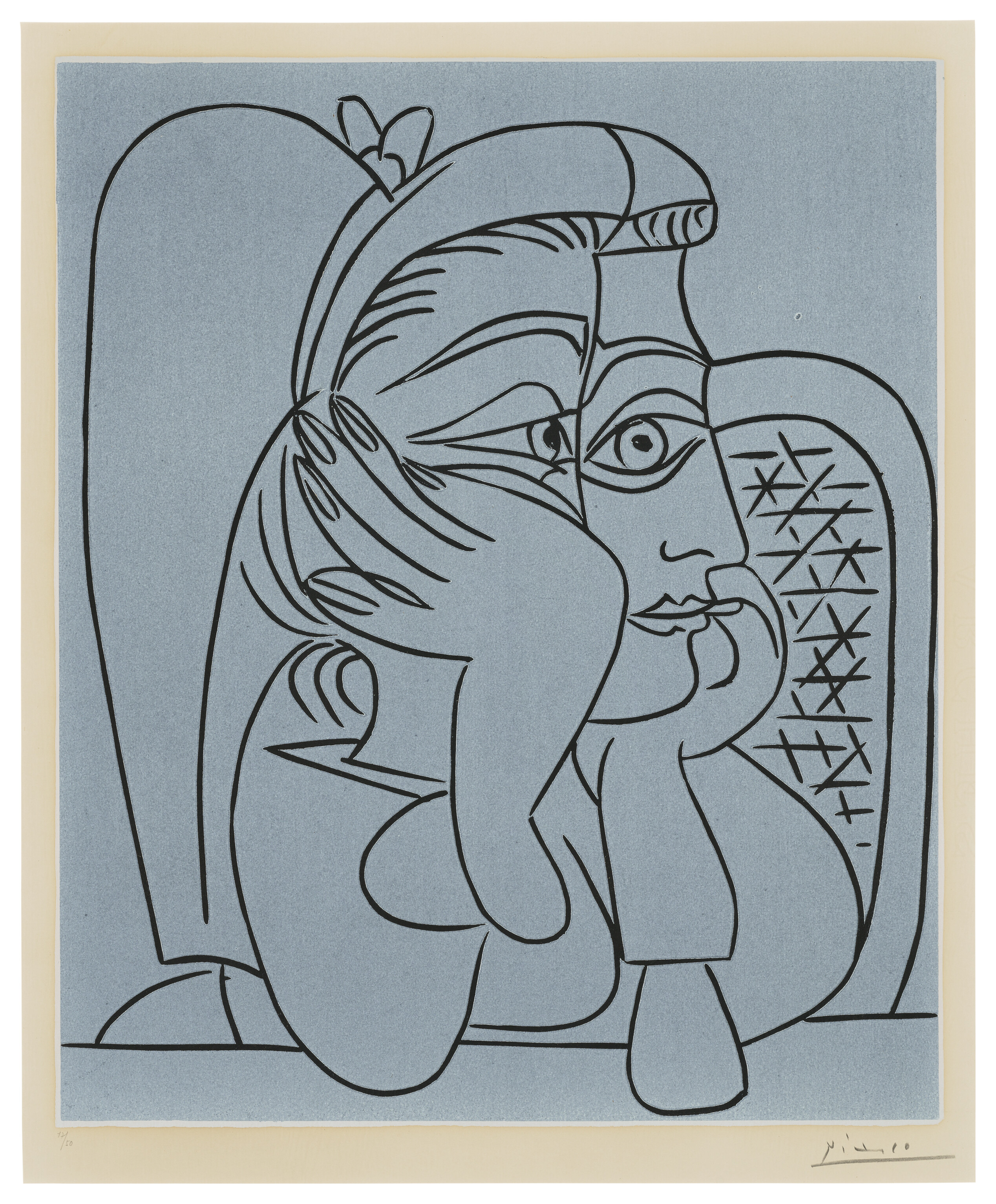Pablo Picasso, Portrait de Jacqueline accoudee, 1959, offered in Prints and Multiples until 24 September 2026 at Christie's Online