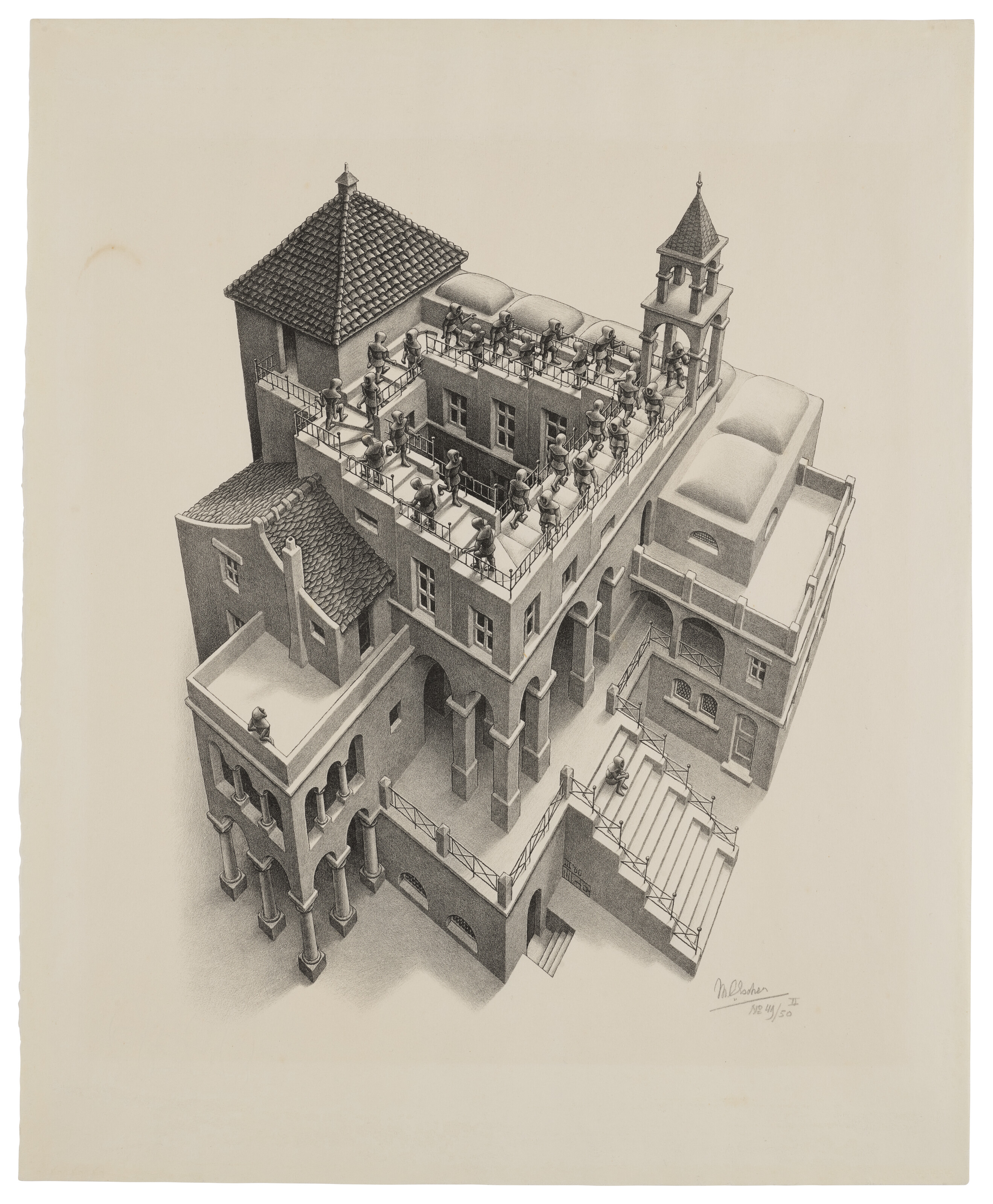 Maurits Cornelis Escher, Ascending and Descending, 1960, offered in Prints and Multiples, until 24 September 2026 at Christie's Online