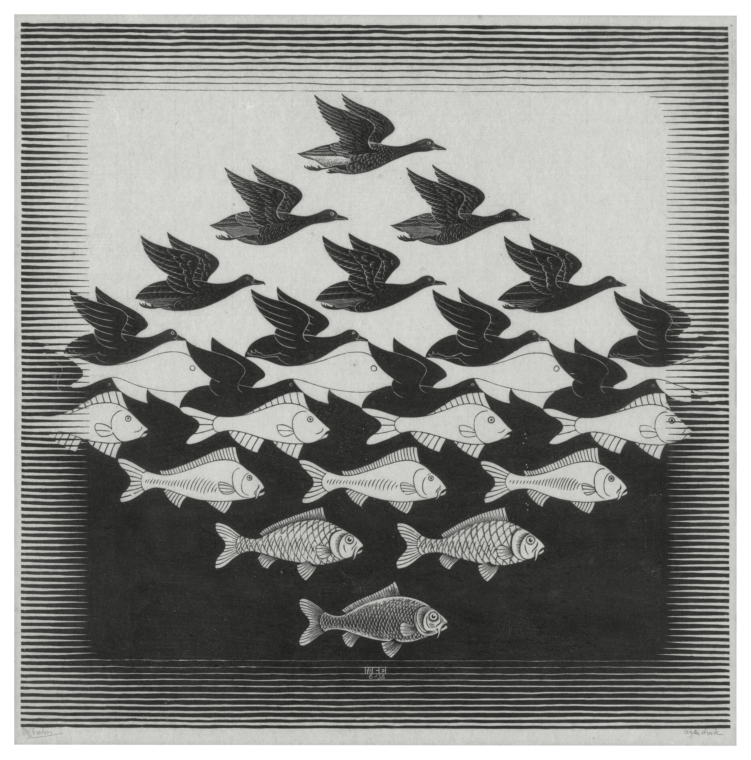 Maurits Cornelis Escher, Sky and Water I, 1939, offered in Prints and Multiples, until 24 September 2026 at Christie's Online