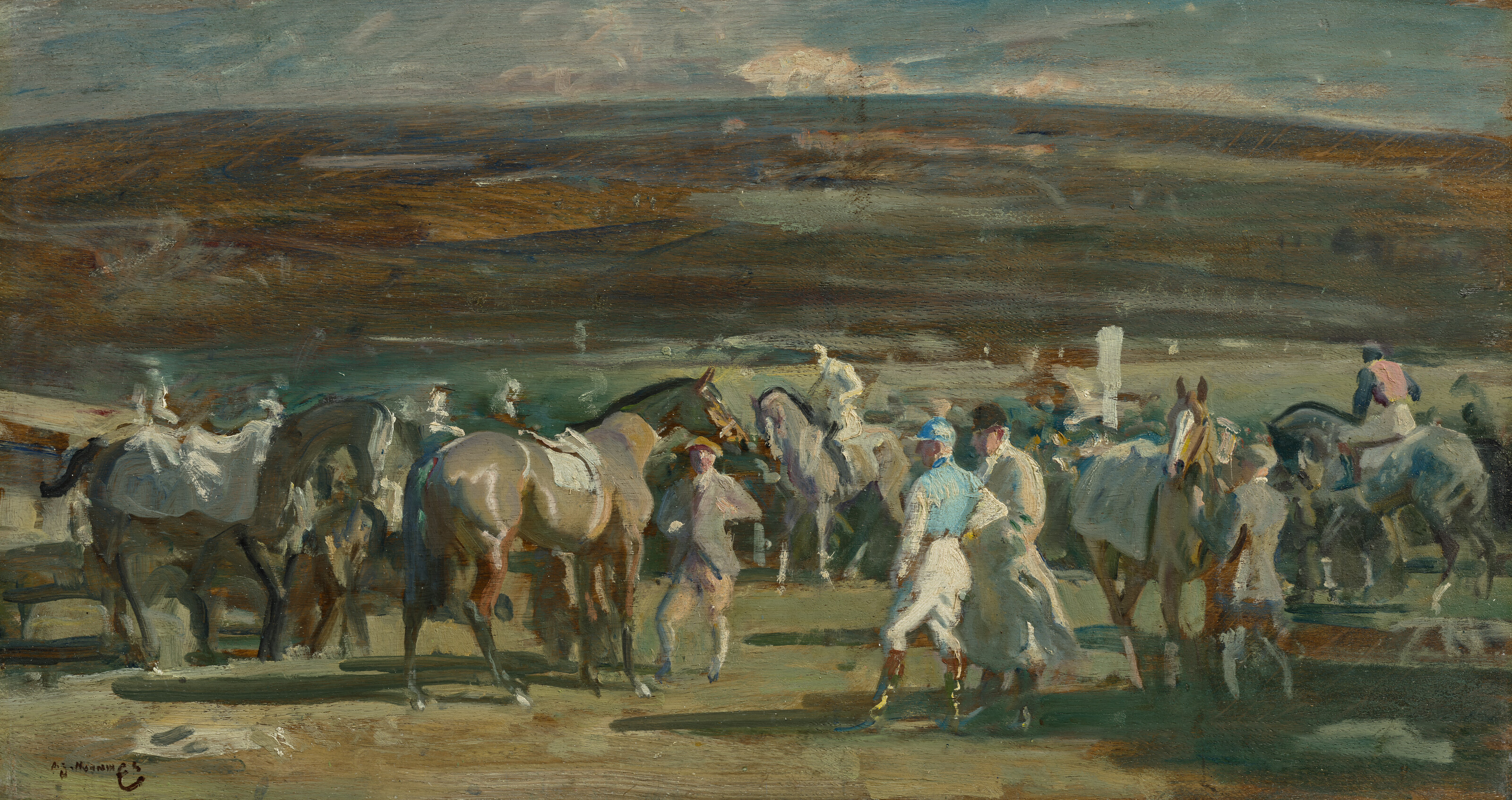 Sir Alfred James Munnings, Before the Race, Cheltenham, offered in Old Masters to Modern Day Sale: Paintings, Drawings, Sculpture on 1 July 2026 at Christie's in London