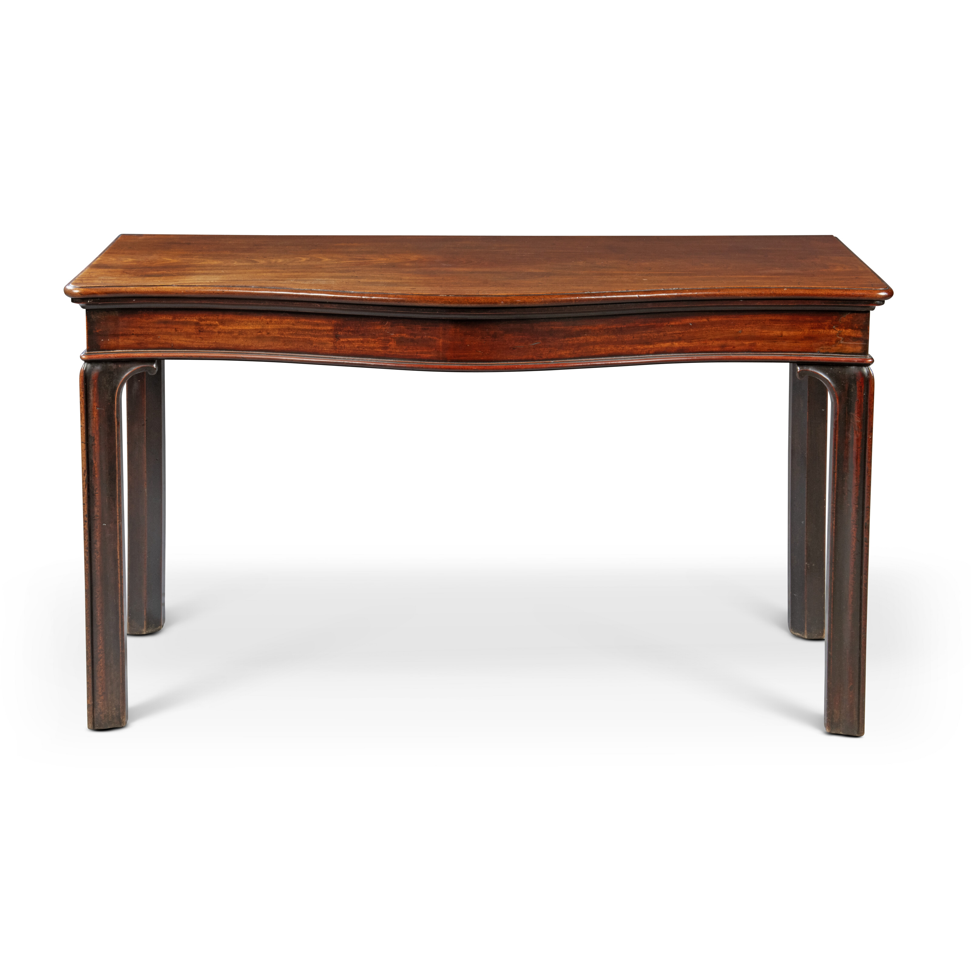 A GEORGE III MAHOGANY SERPENTINE SERVING TABLE