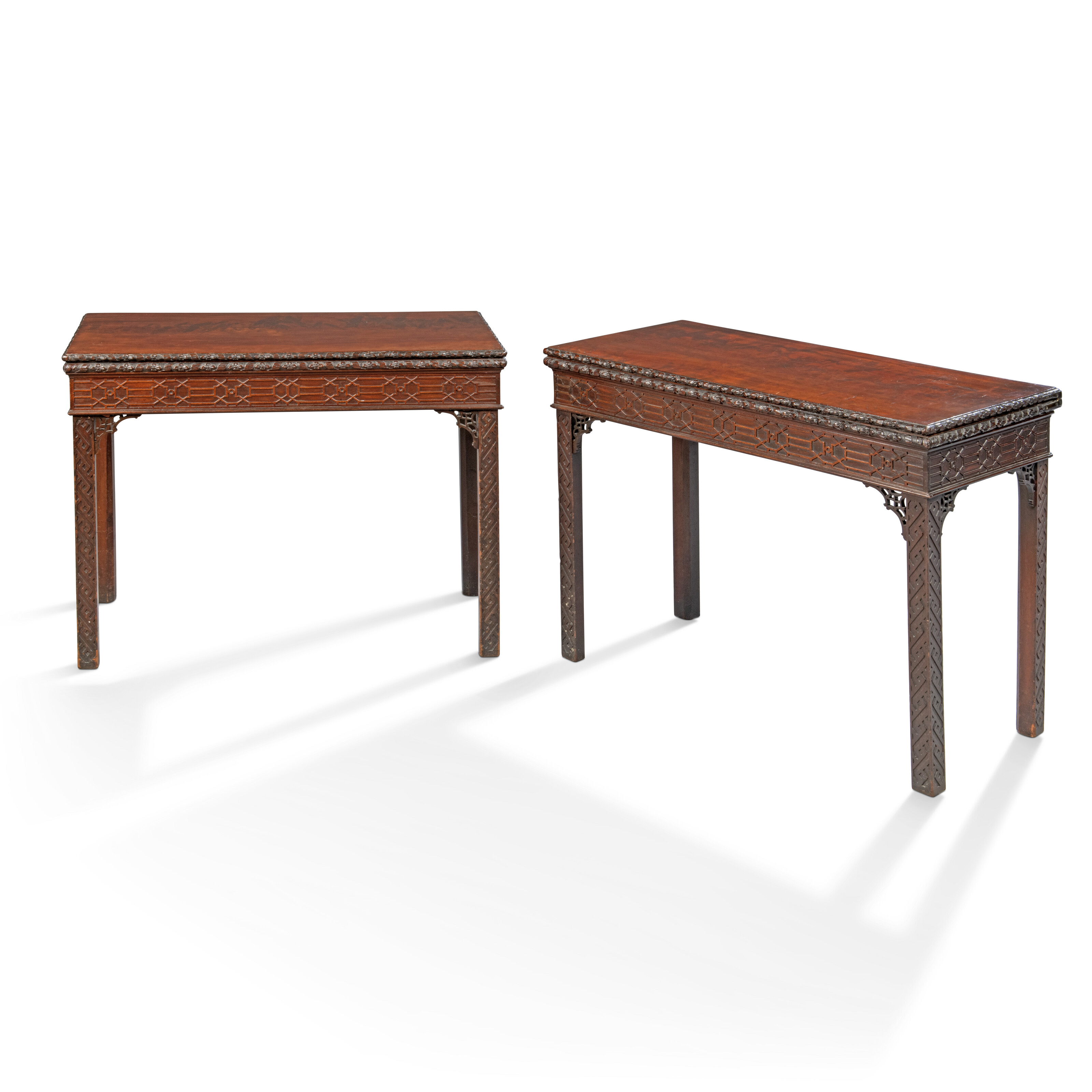 A PAIR OF GEORGE III MAHOGANY TEA TABLES