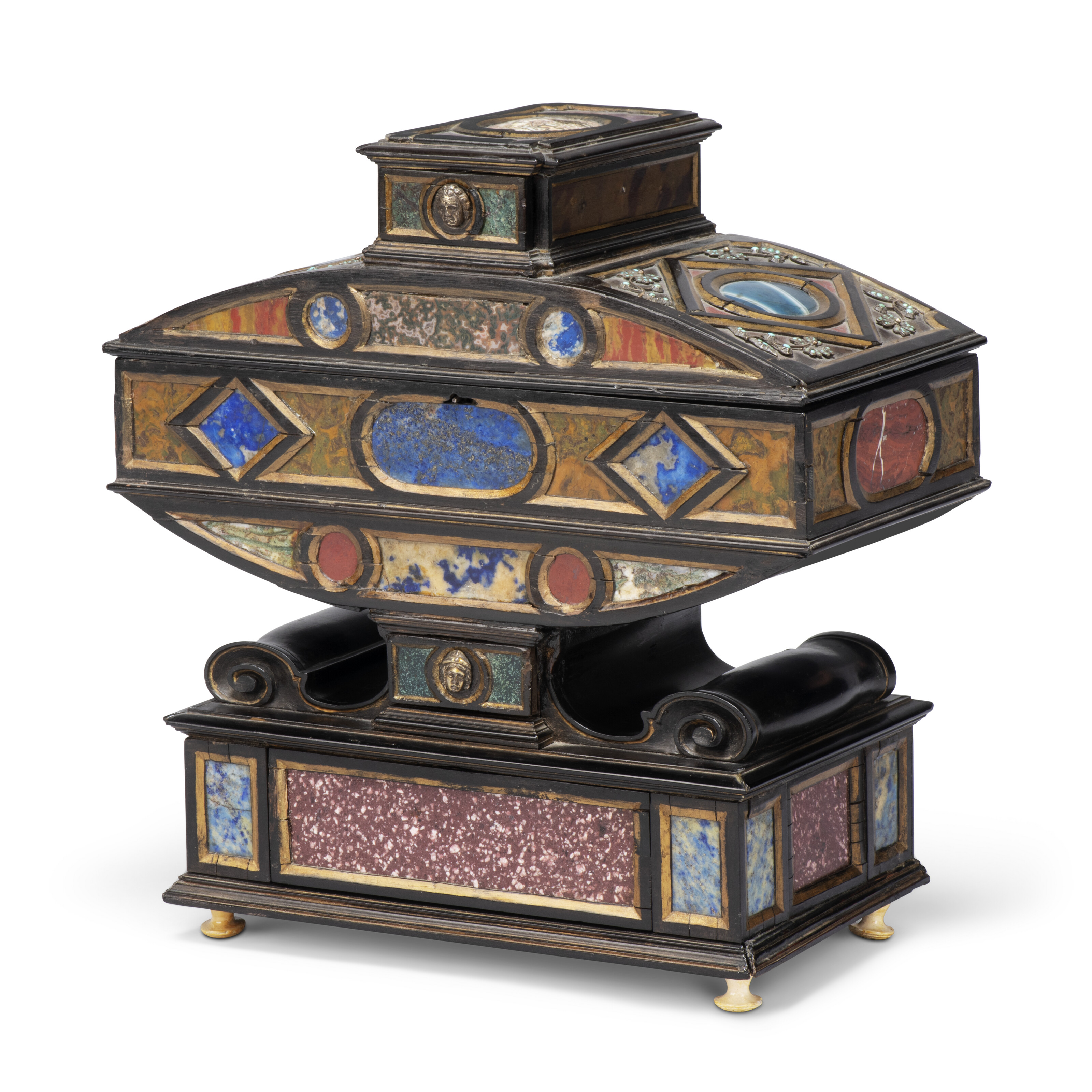 An Italian pietra-dura and ebony casket. Probably 17th century, offered in Collections: Including Pietra Dura from the Baron Family, 14-28 October 2026 at Christie's Online
