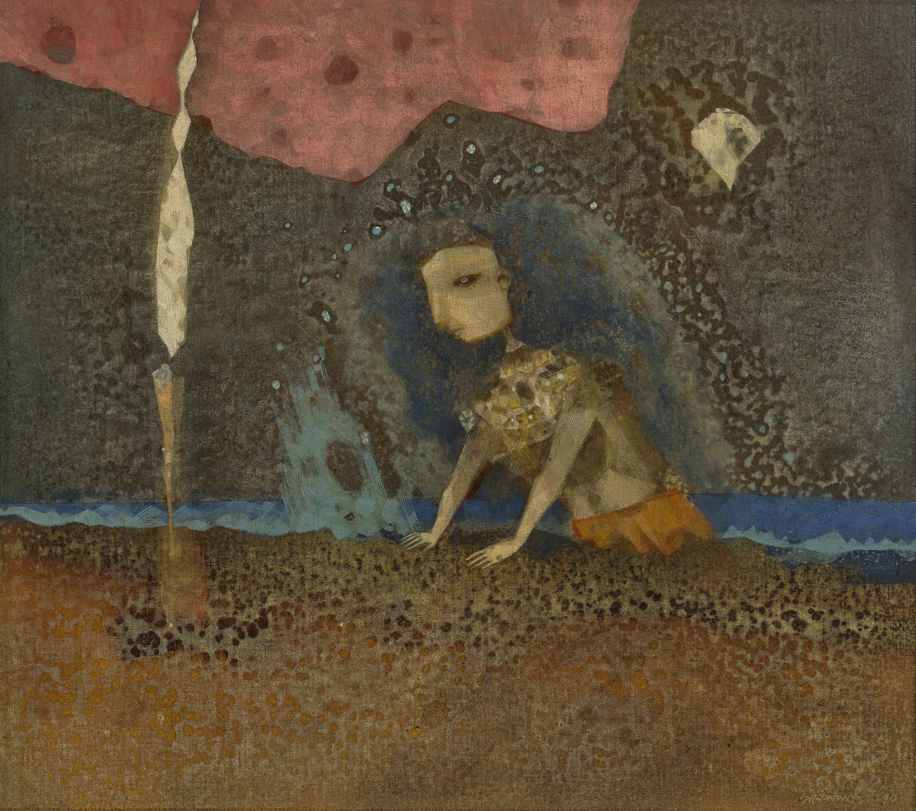 Ganesh Pyne, Under the Red Cloud (or The Amphibian), 1970, offered in Sublime Shadows: South Asian Art from a Distinguished Collection on 11 June 2026 at Christie's in London