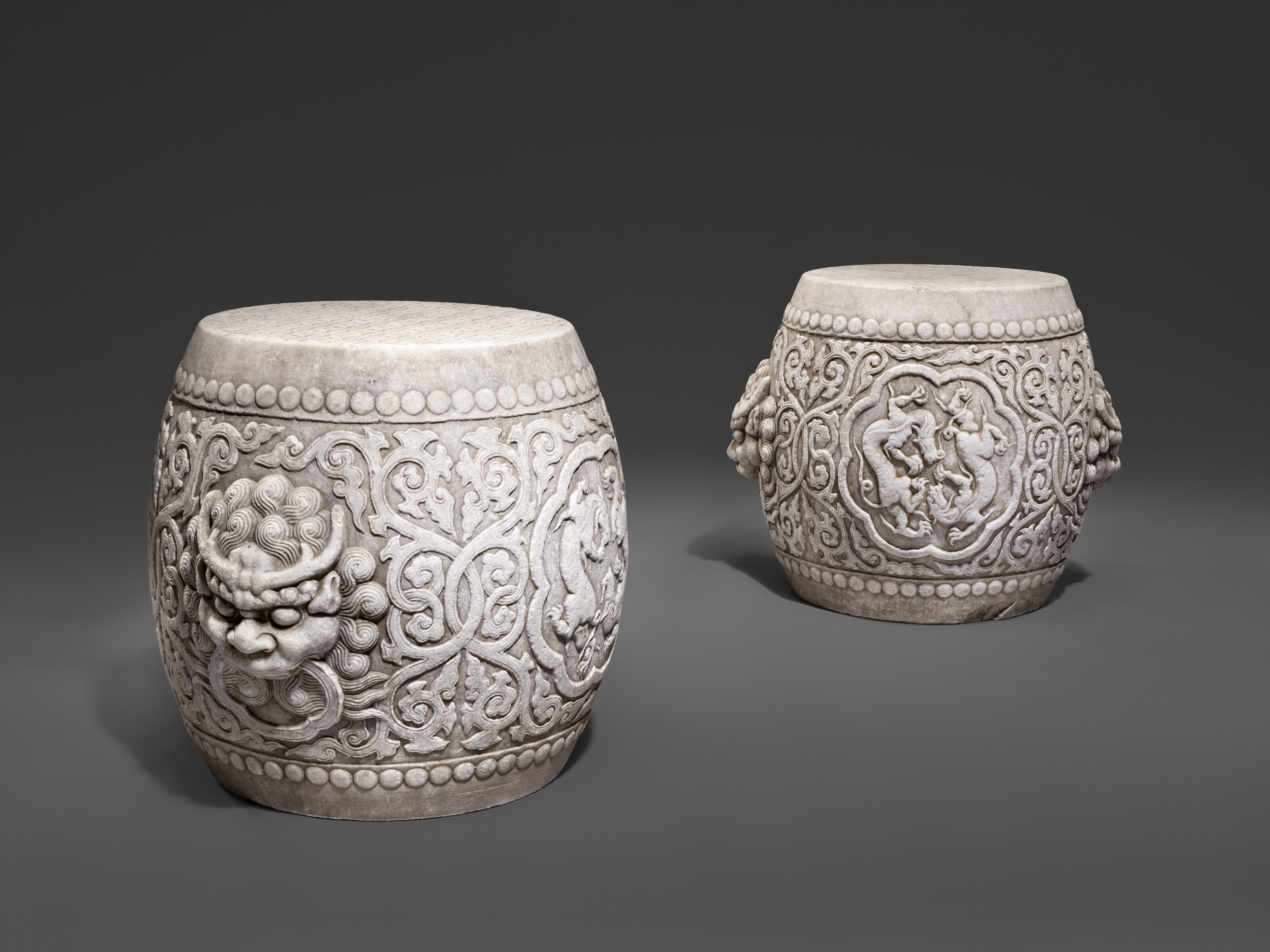 A rare pair of imperial white marble drum stools, China, 17th century, offered in Fine Asian Art on 6 November 2026 at Christie's in London